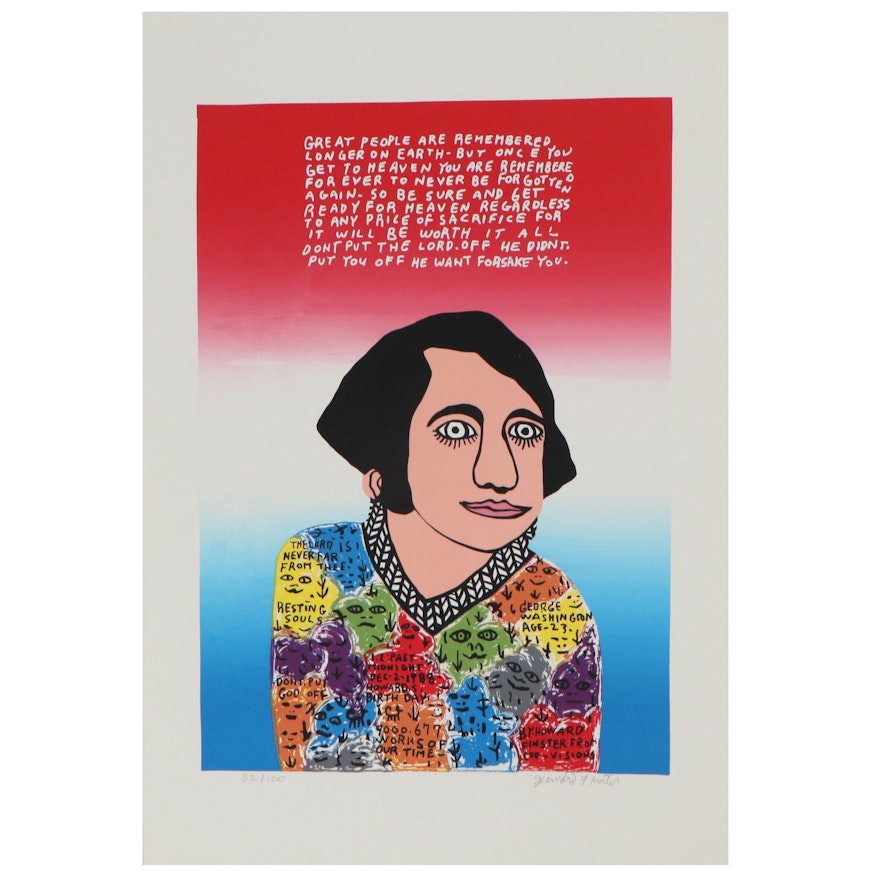 Howard Finster Serigraph "Young George"