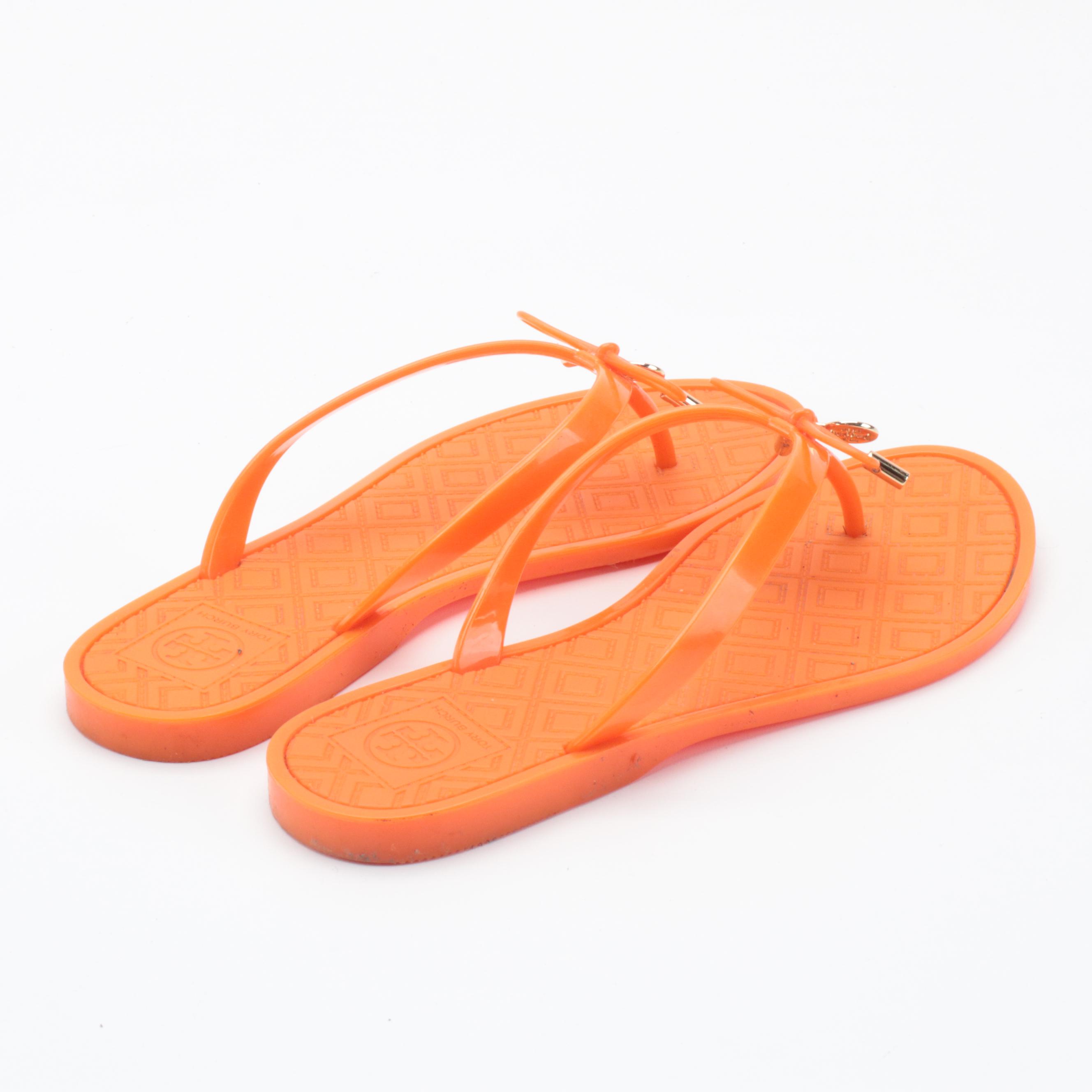 Tory Burch Jelly Bow Thong Sandal in Poppy Orange
