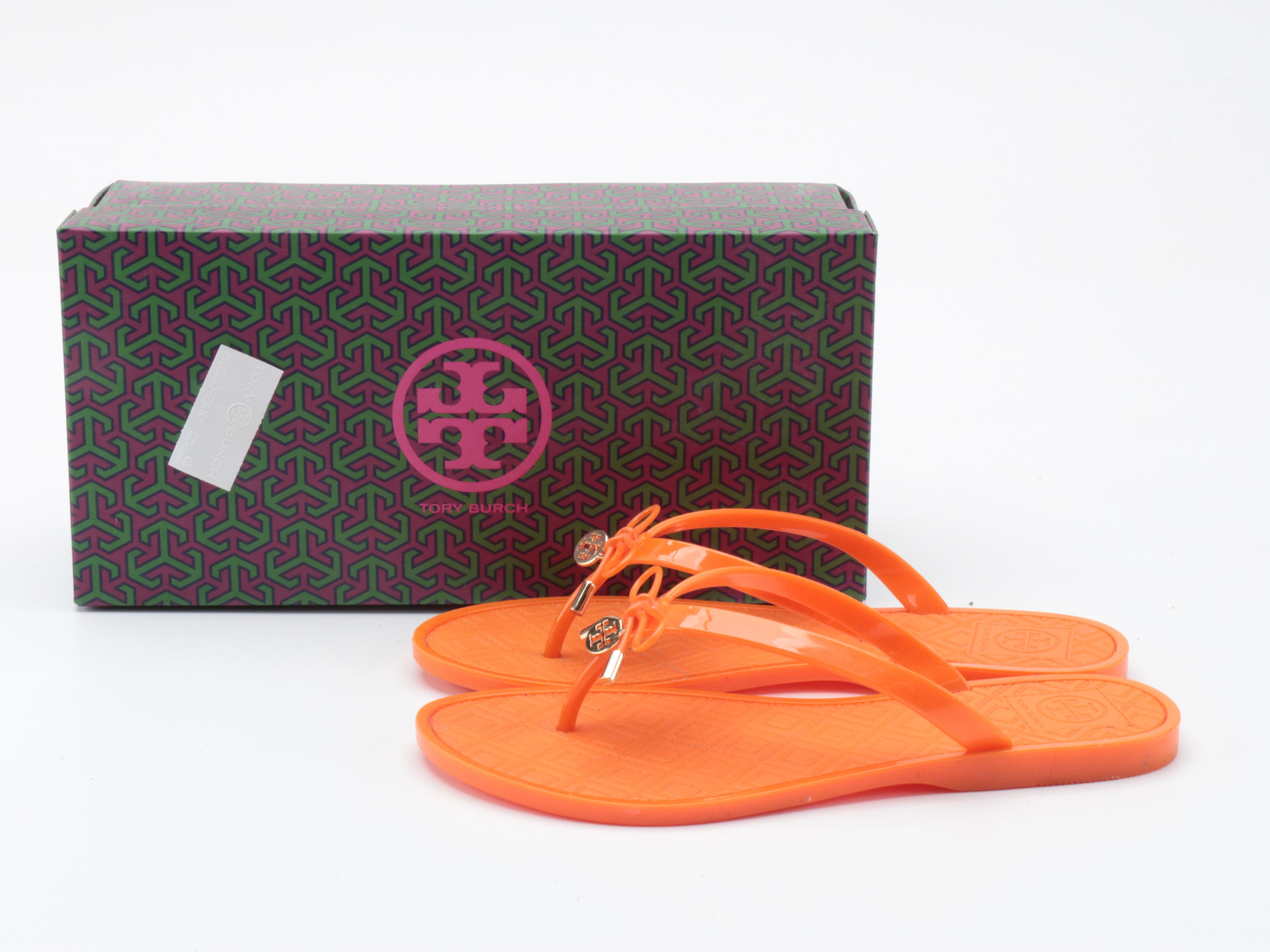 Tory Burch Jelly Bow Thong Sandal in Poppy Orange