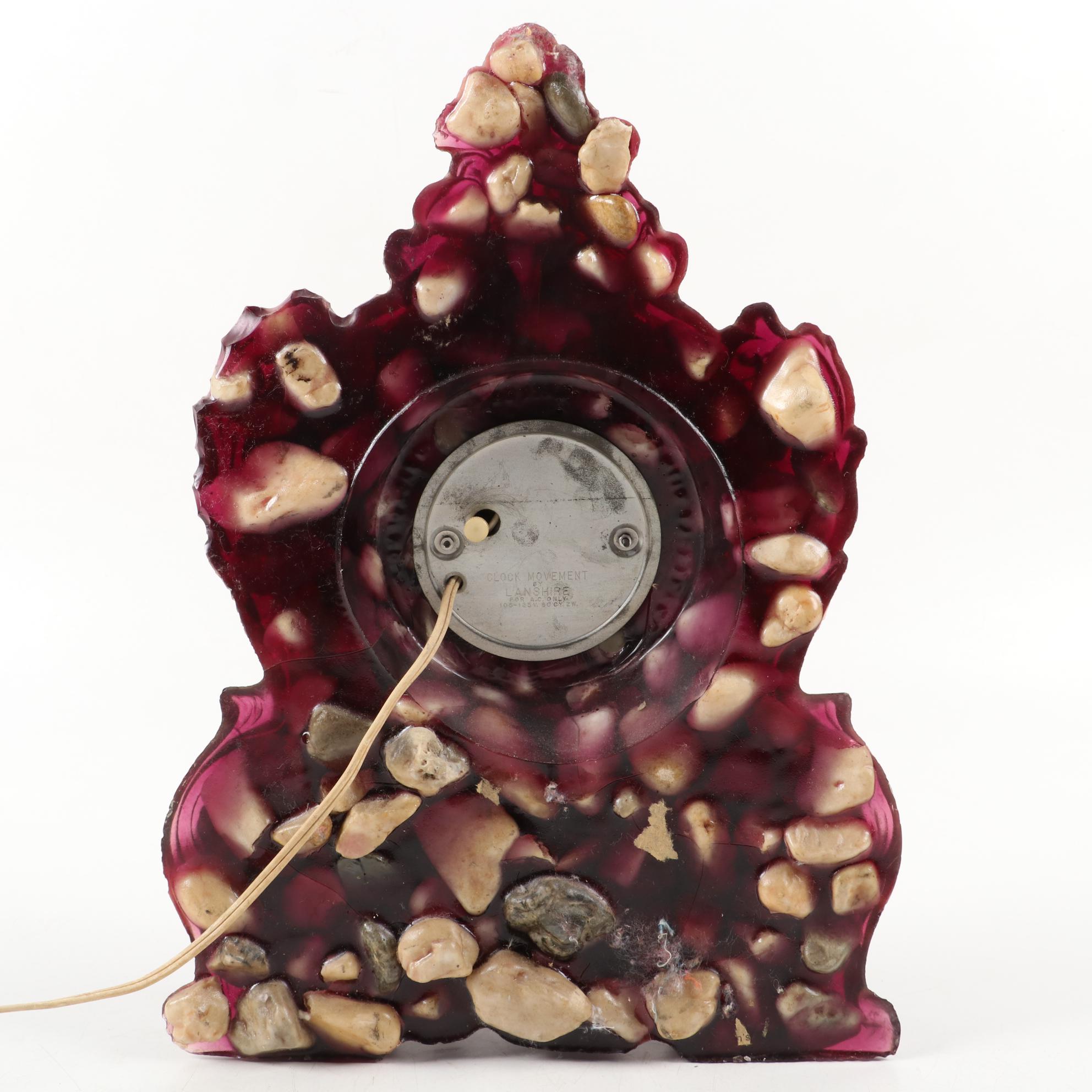 Lanshire Cast Resin and Pebble "Vomit Art" Electric Clock, circa 1960s