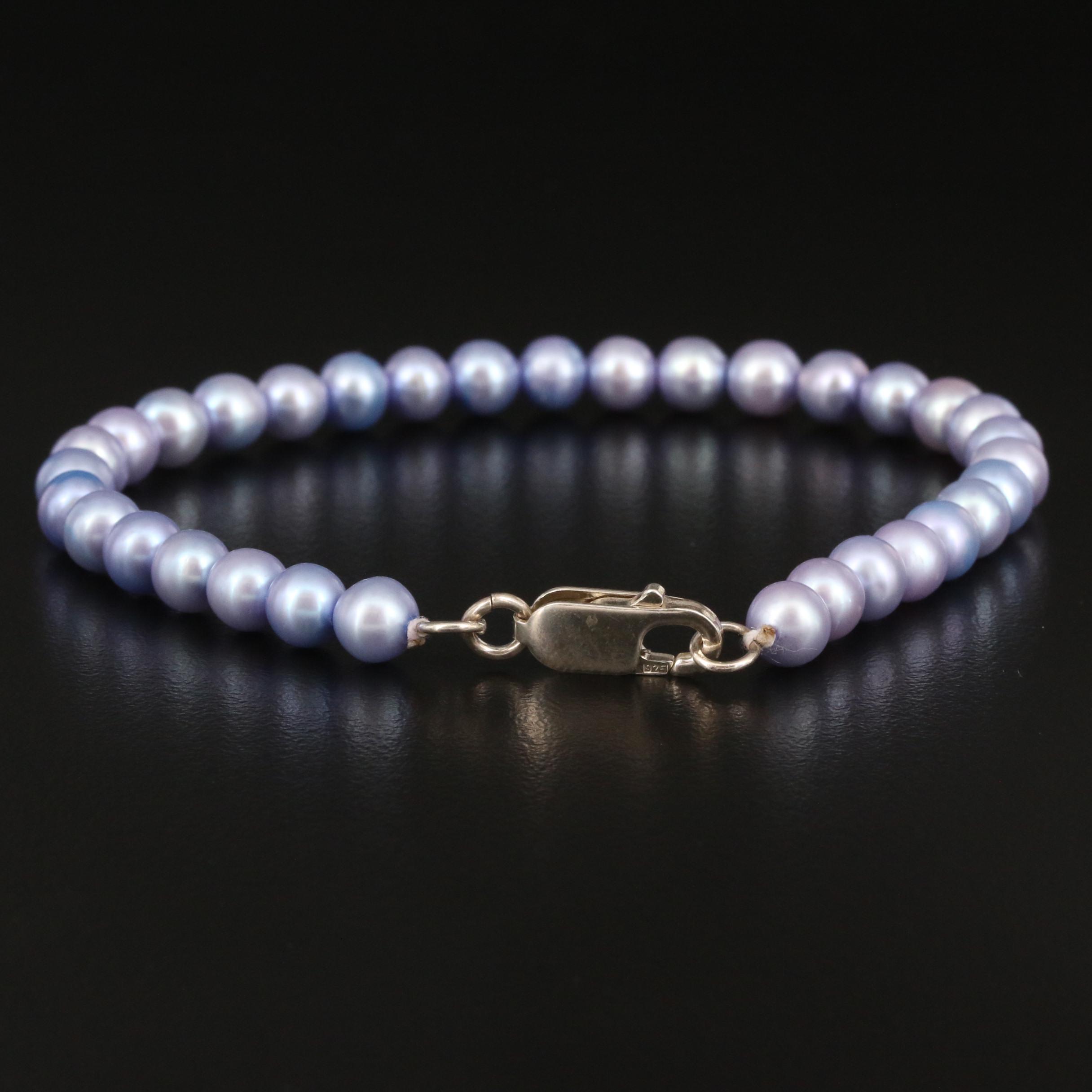 Pearl Bracelet and Earring Set with Sterling Components