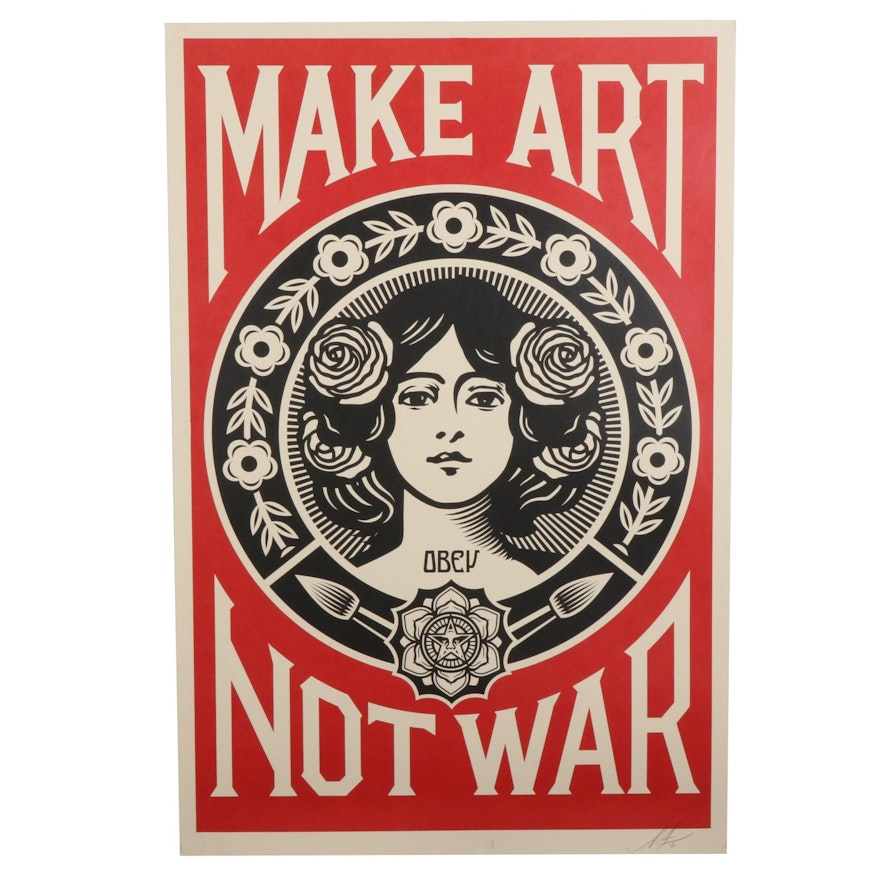 Shepard Fairey Offset Print Poster "Make Art, Not War," 2021