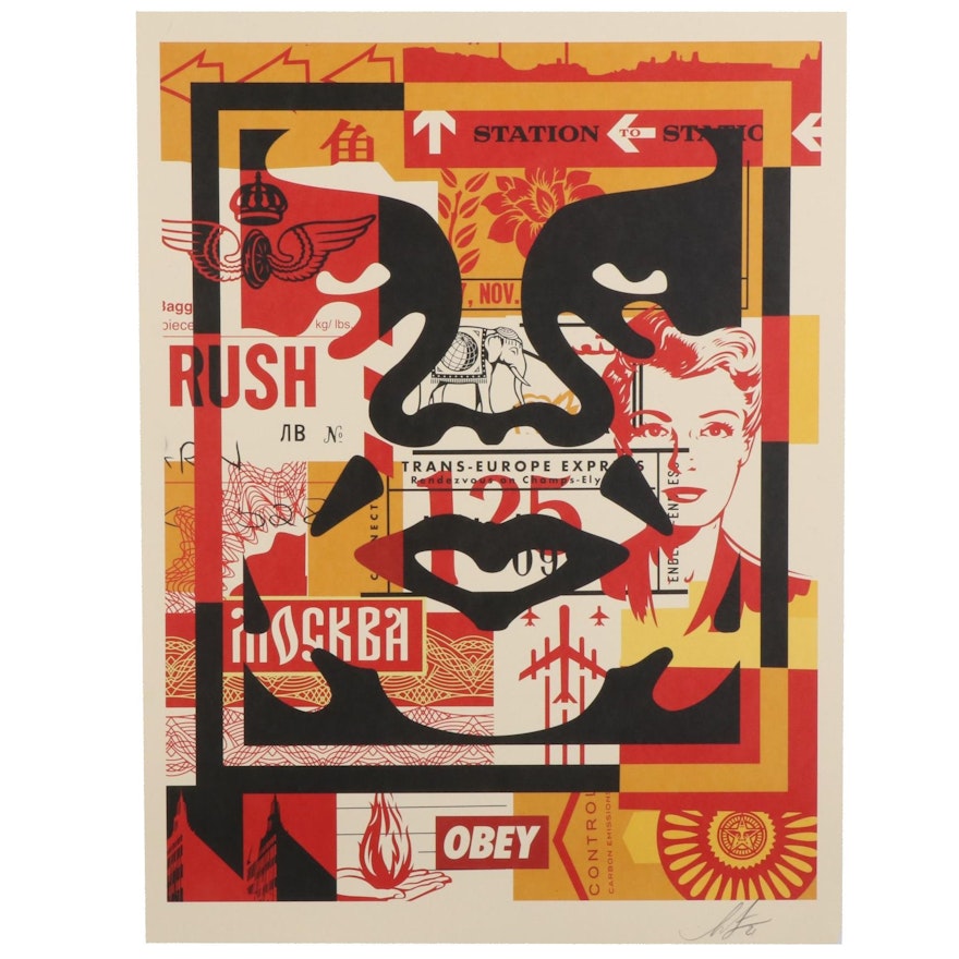 Shepard Fairey Offset Print Poster "OBEY 3-Face Collage," 2021
