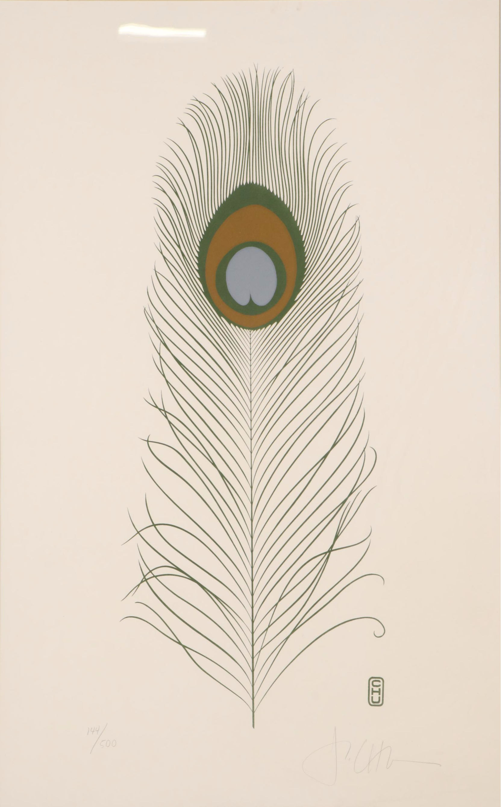 P. Chu Serigraph of Peacock Feather, Late 20th-21st Century