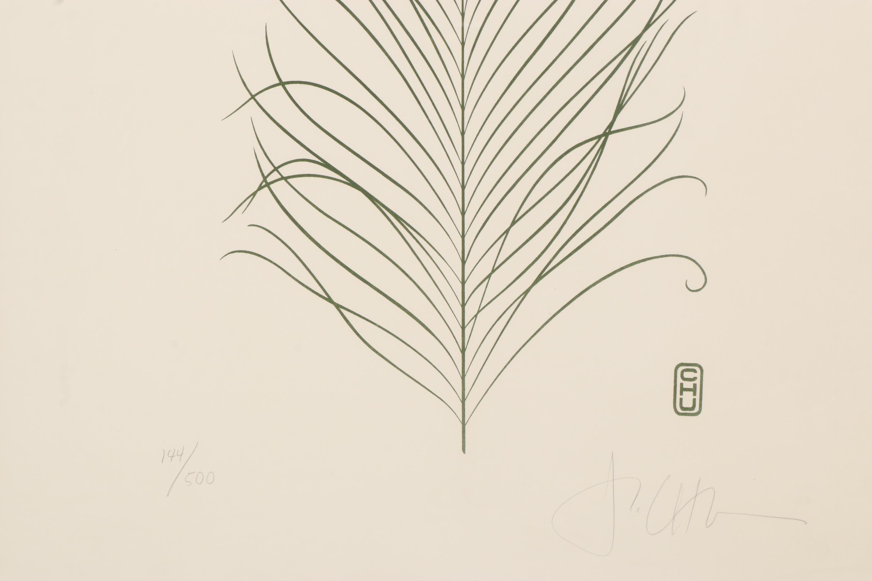 P. Chu Serigraph of Peacock Feather, Late 20th-21st Century