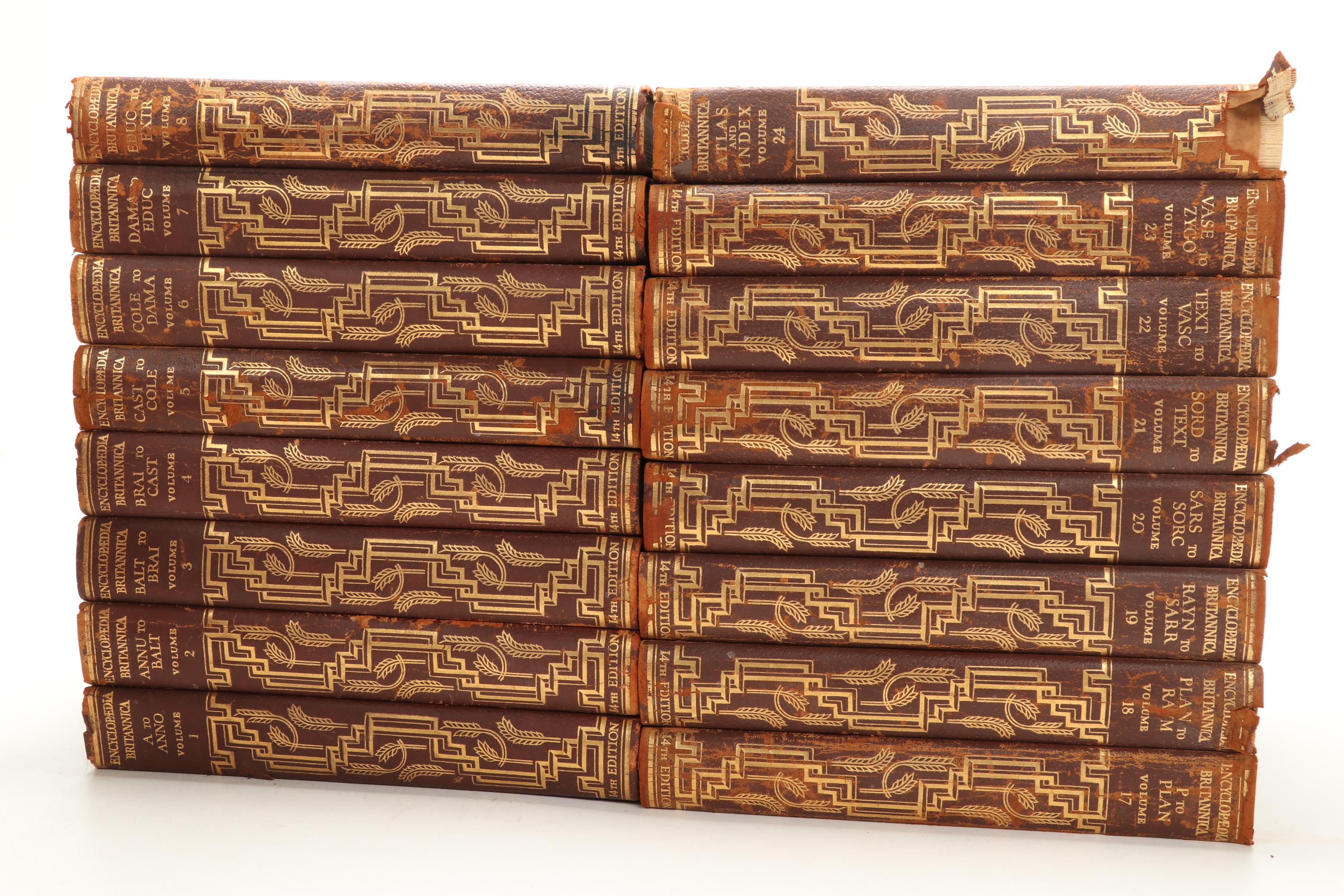 Complete "The Encyclopædia Britannica" Fourteenth Edition Twenty-Four Volume Set
