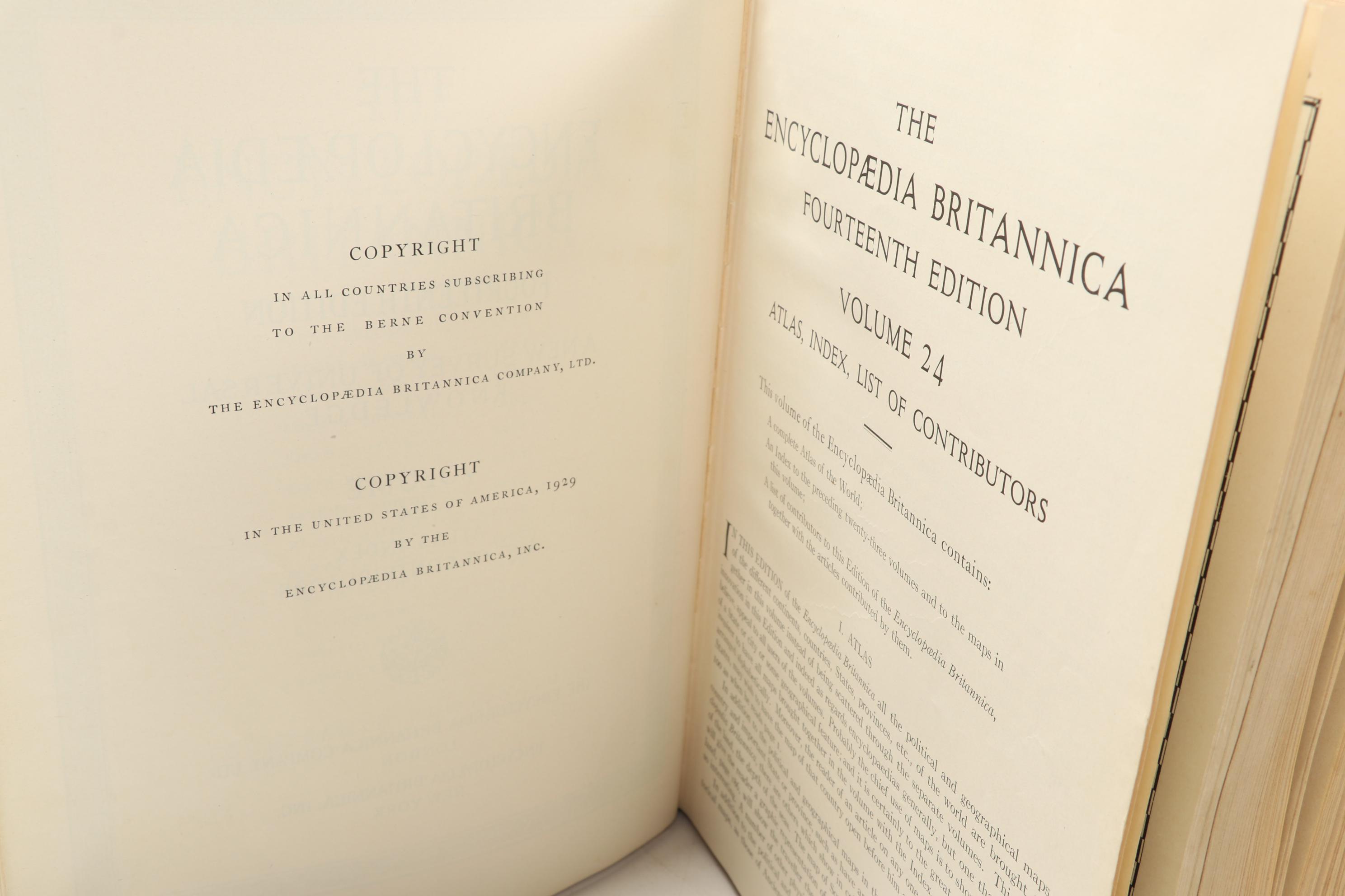 Complete "The Encyclopædia Britannica" Fourteenth Edition Twenty-Four Volume Set