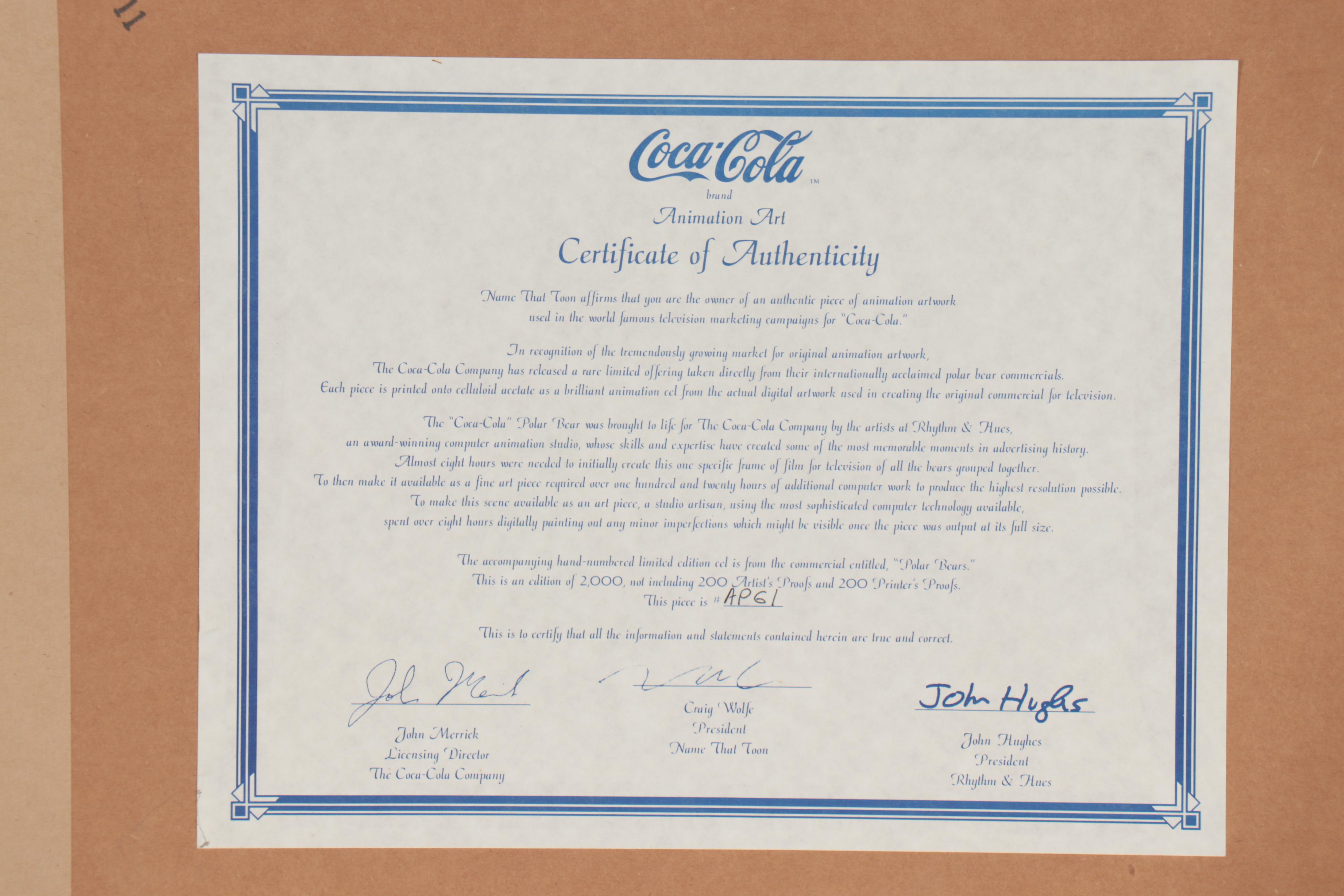 Giclée after Coca-Cola Animation Advertisement "Polar Bears"