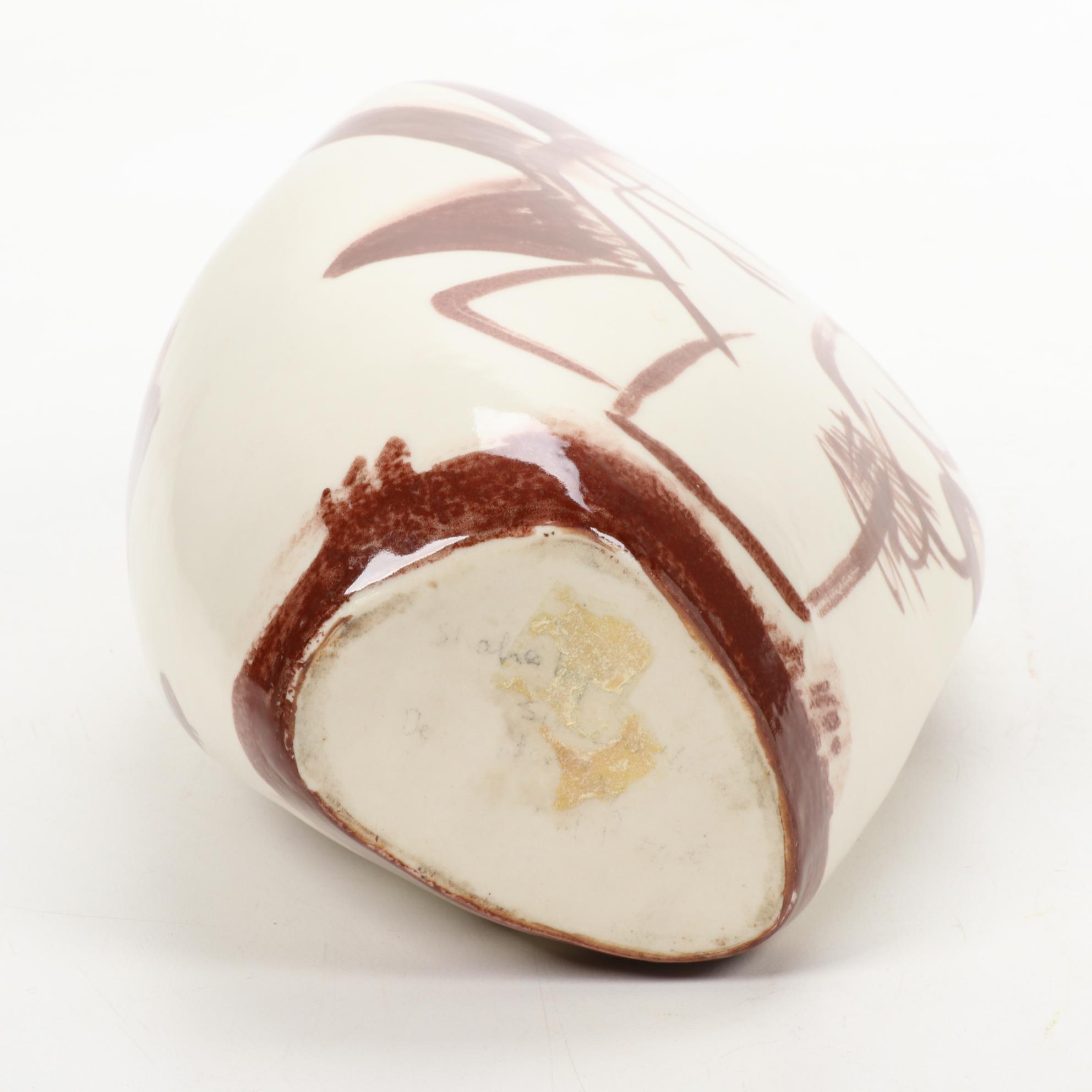 Paul Bogatay Studio Pottery Saki Bottle and Cups, Mid-20th Century