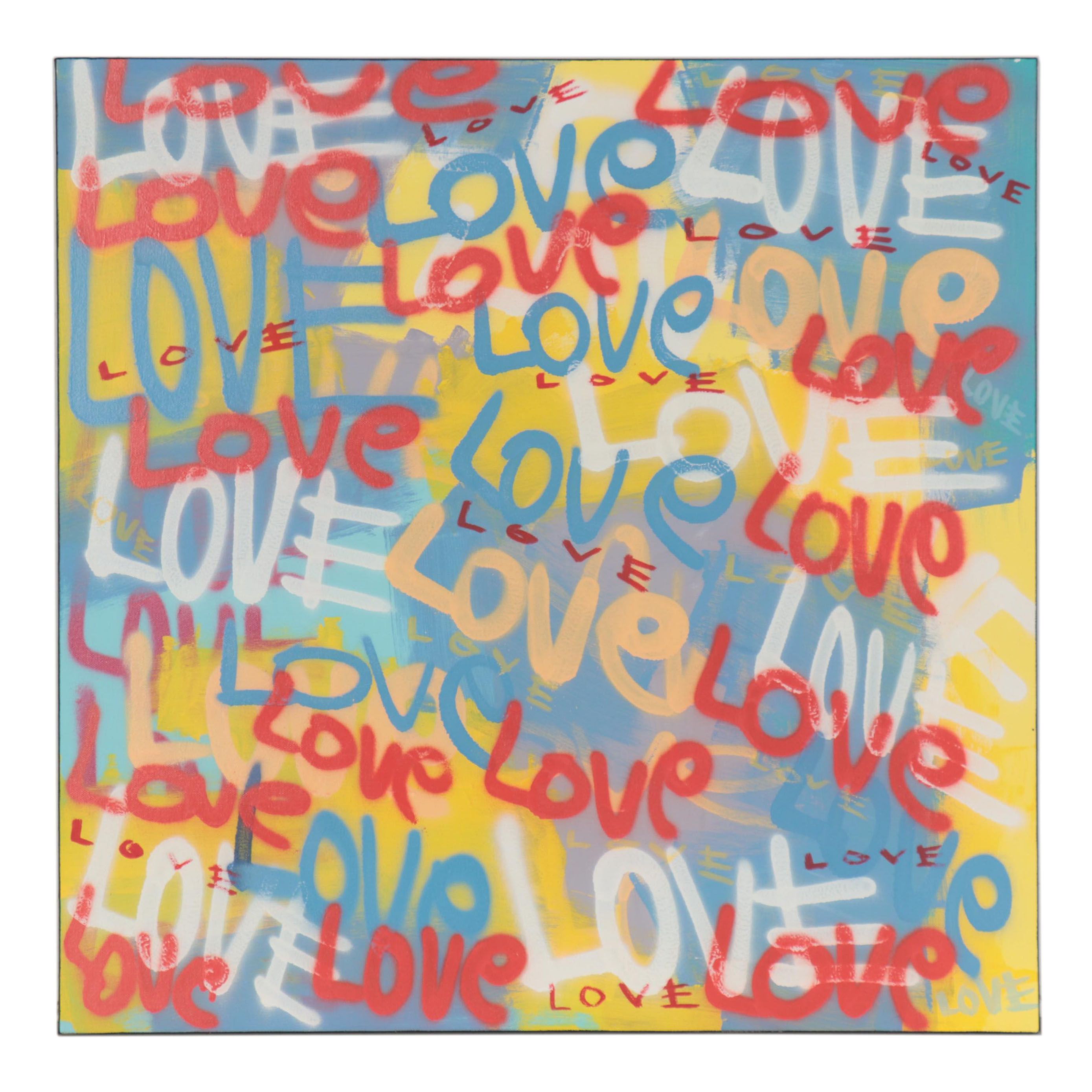 R.C. Raynor Graffiti Style Mixed Media Painting, 21st Century