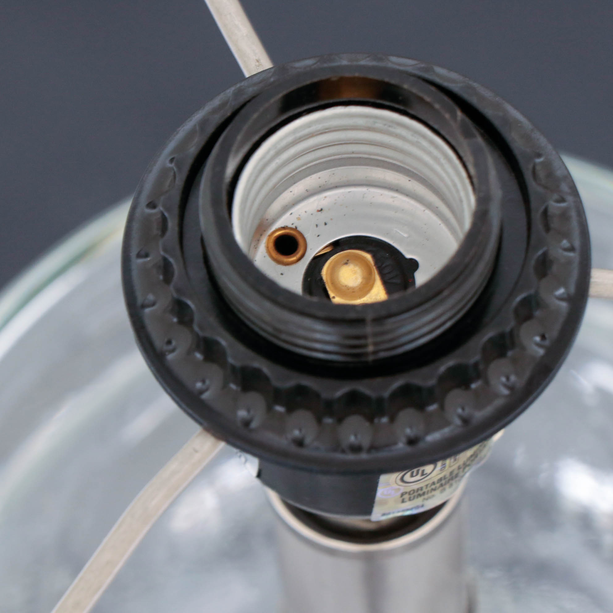 Glass Baluster-Form Table Lamps with Bright White Drum Shades