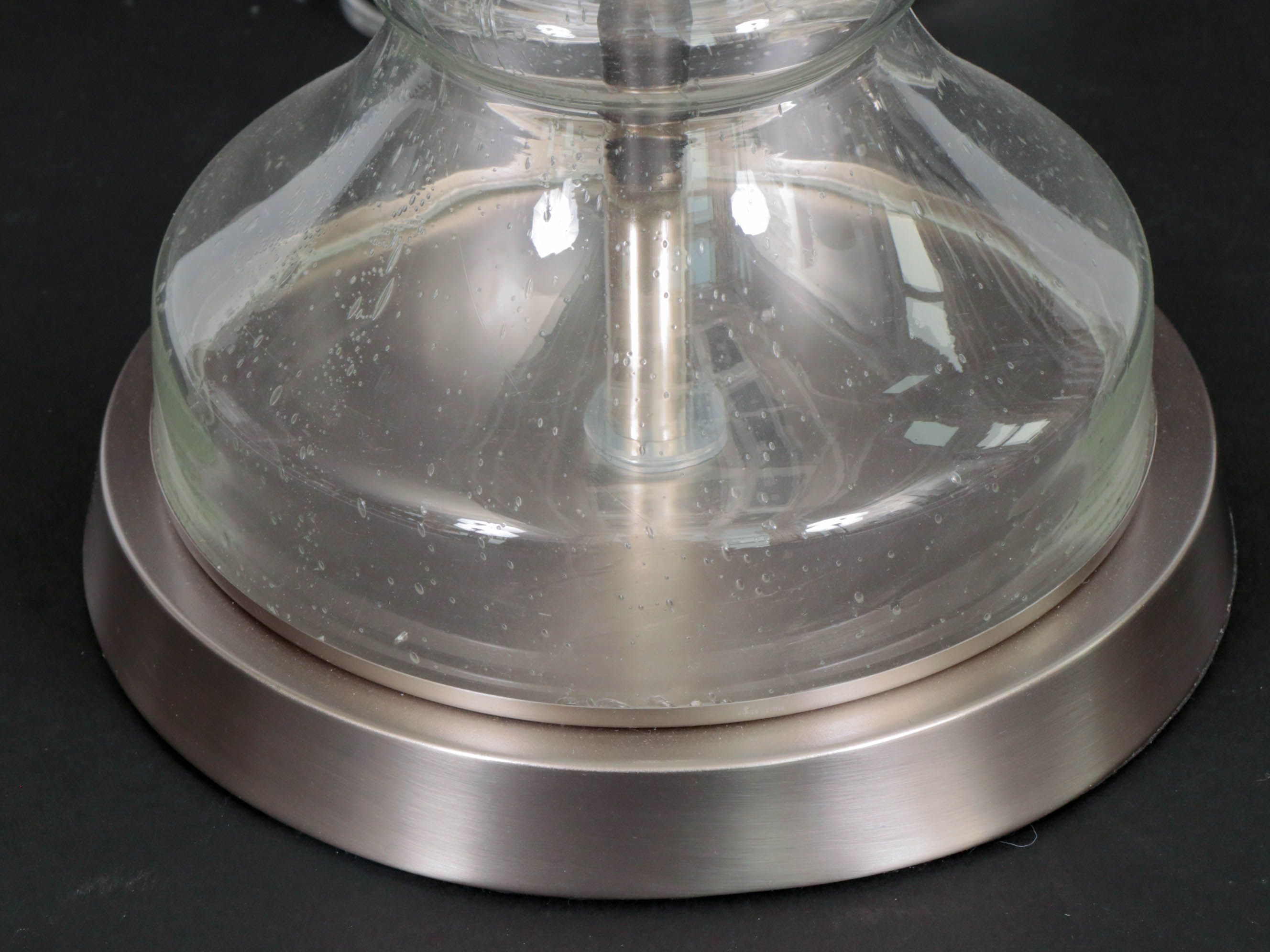 Glass Baluster-Form Table Lamps with Bright White Drum Shades