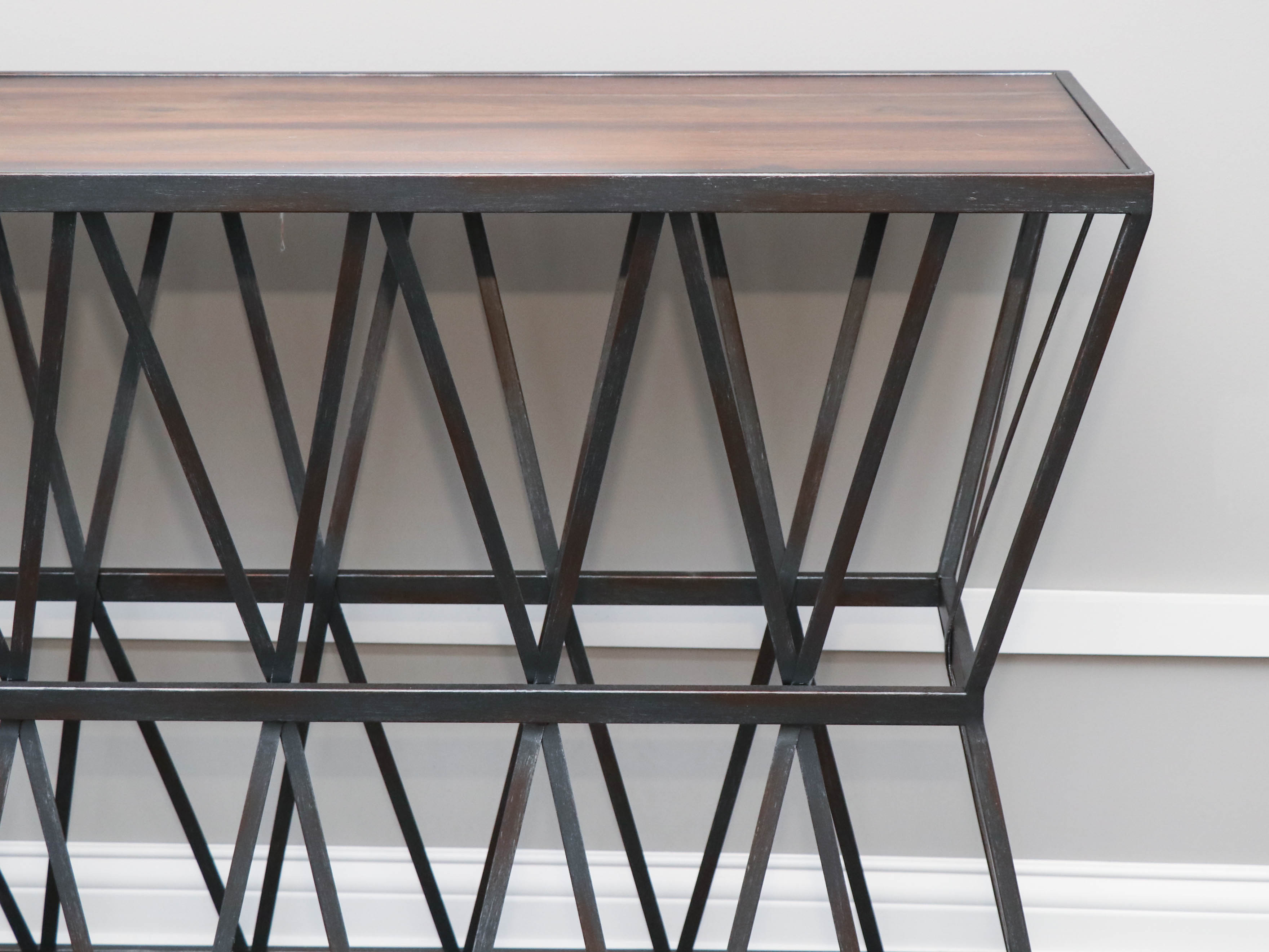 Hooker Furniture Industrial Style Metal and Wood Sofa Table