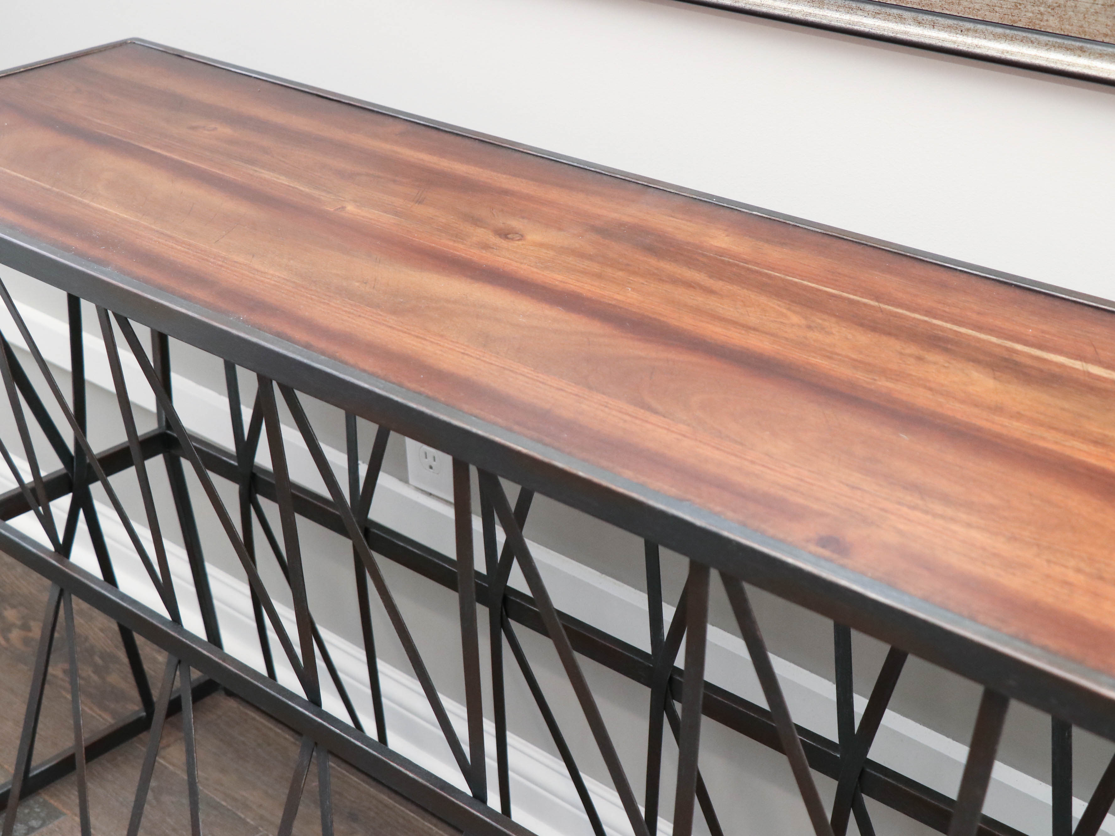 Hooker Furniture Industrial Style Metal and Wood Sofa Table