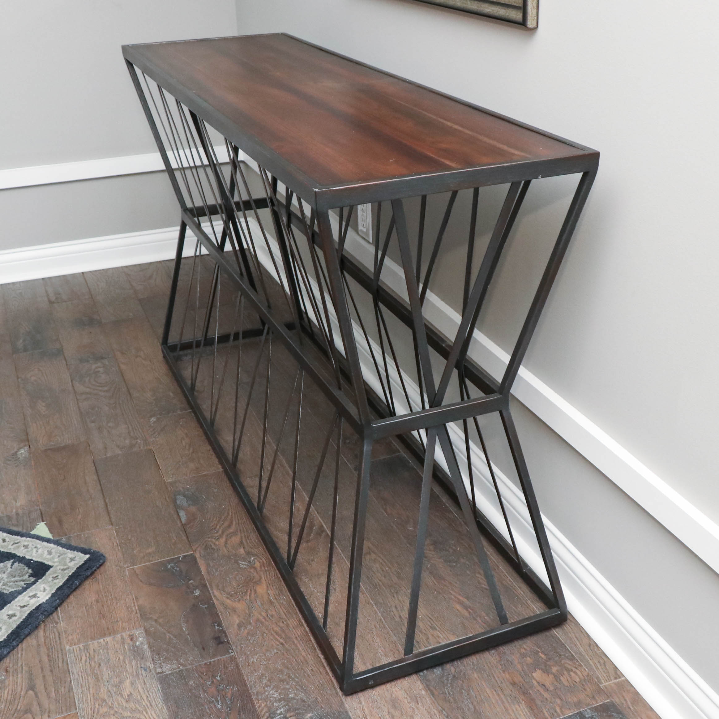 Hooker Furniture Industrial Style Metal and Wood Sofa Table