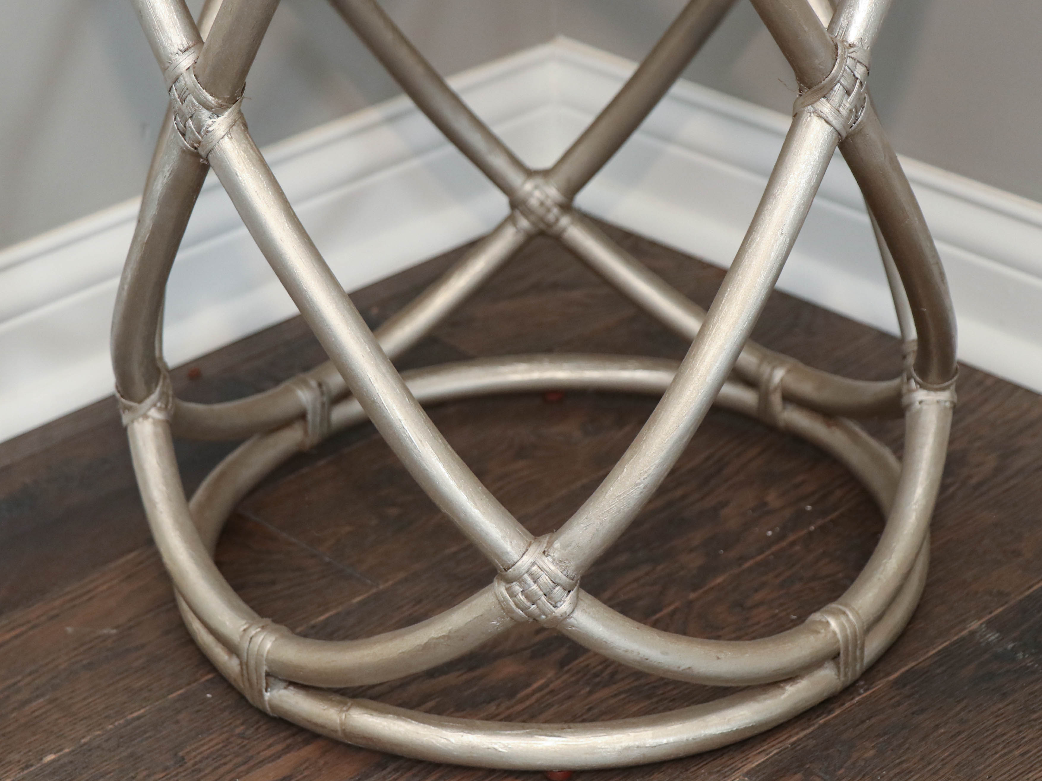 Faux Alligator and Bamboo Side Table in Satin Silver