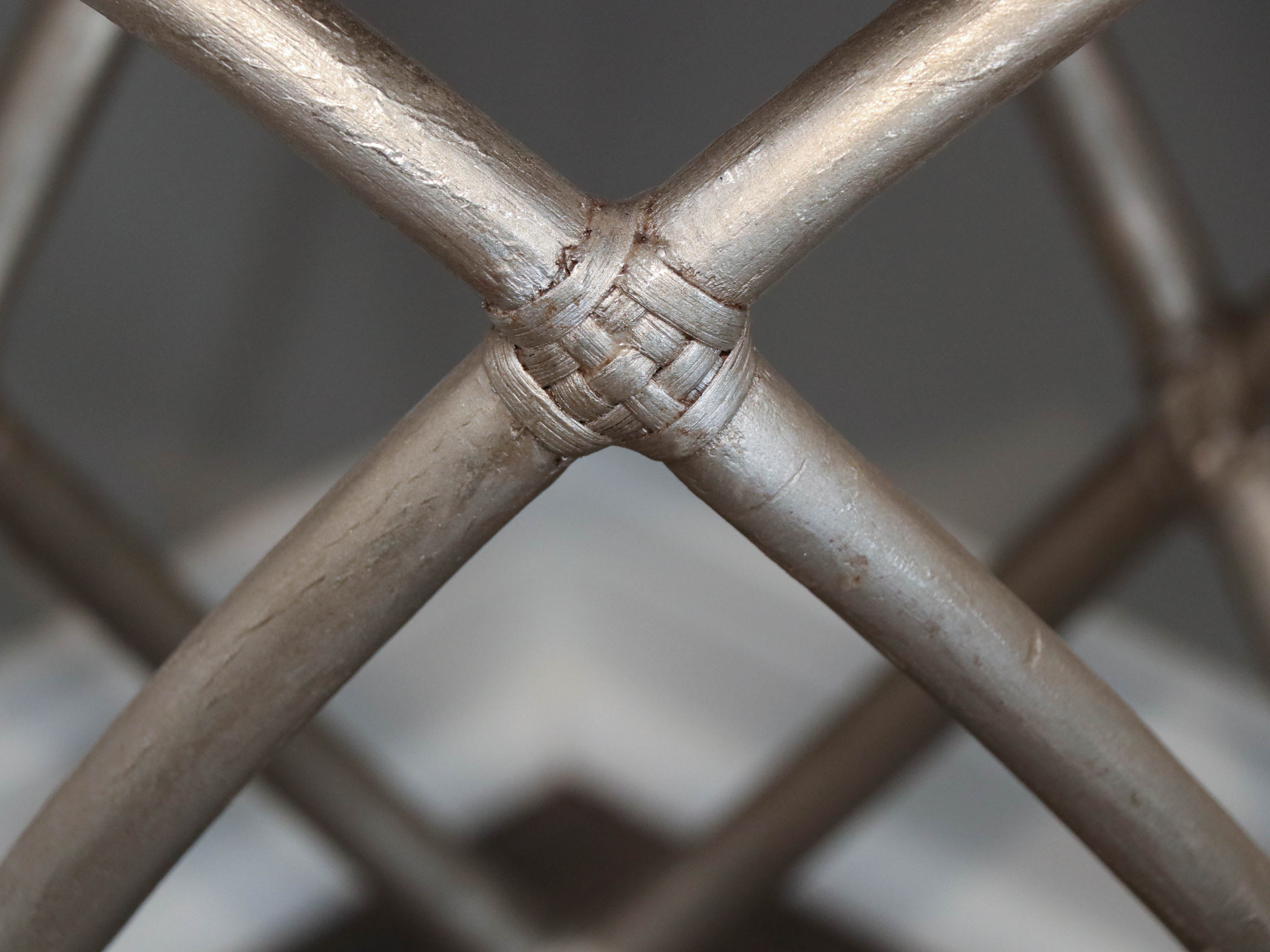 Faux Alligator and Bamboo Side Table in Satin Silver