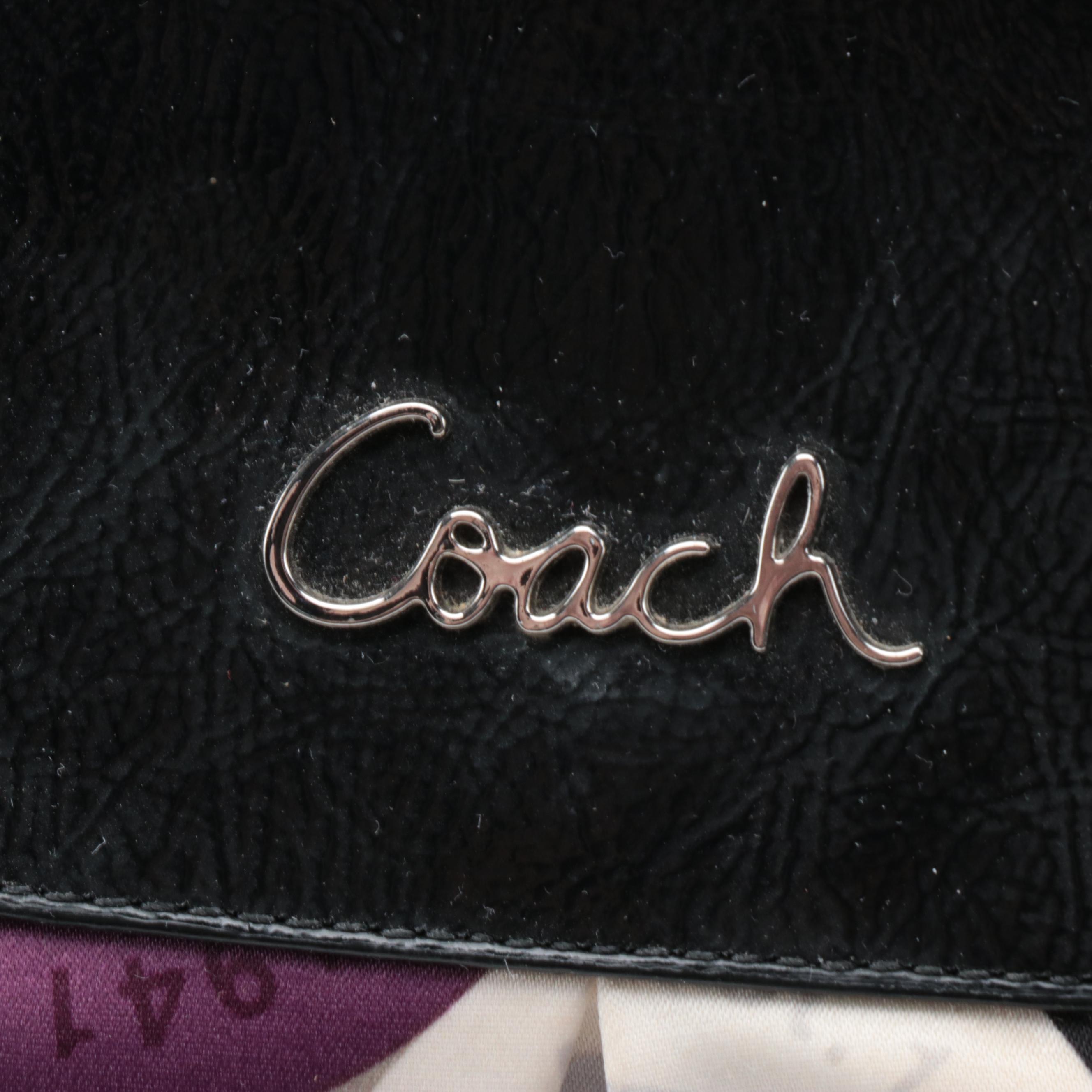Coach Ashley Snaphead Print Sateen and Black Patent Leather Satchel