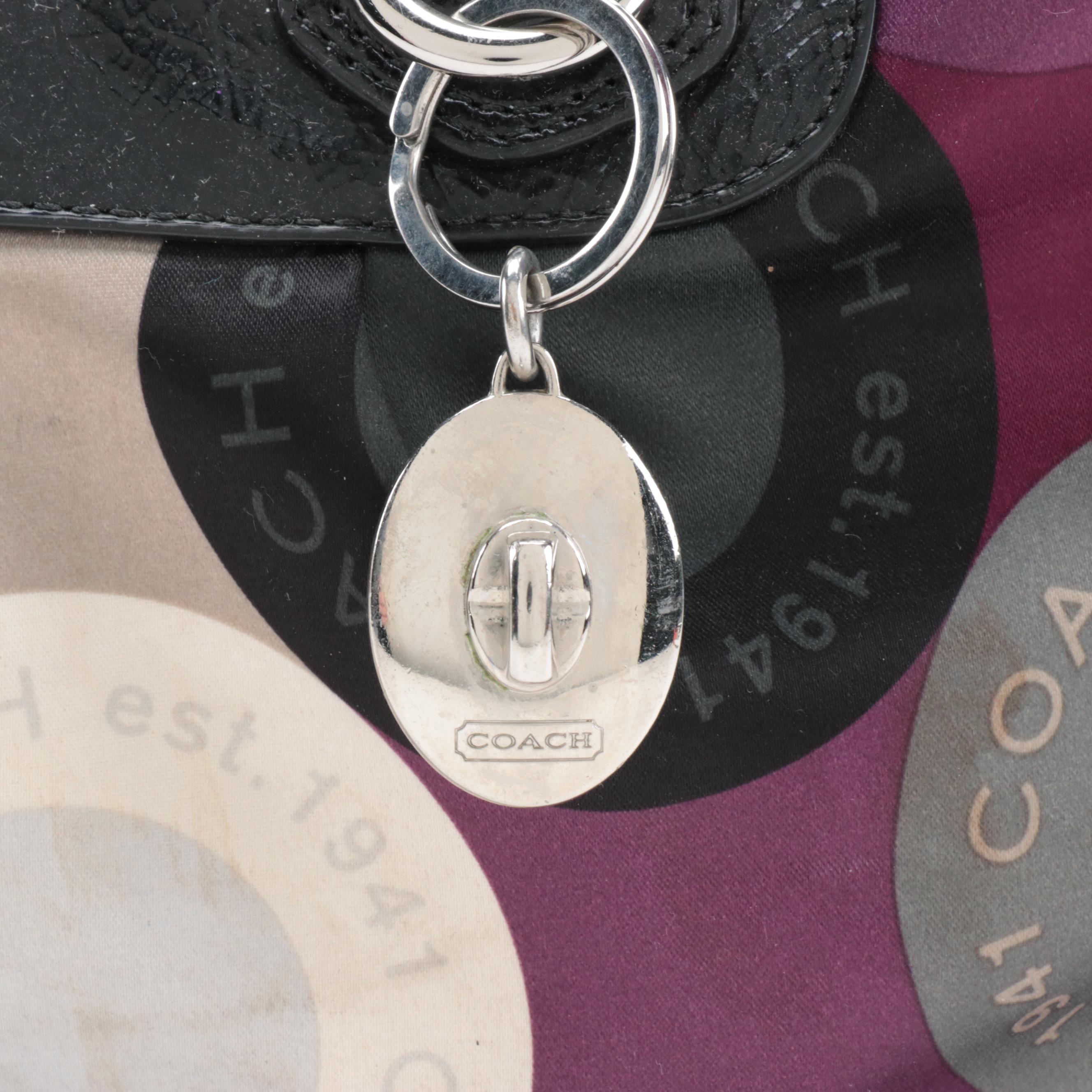 Coach Ashley Snaphead Print Sateen and Black Patent Leather Satchel