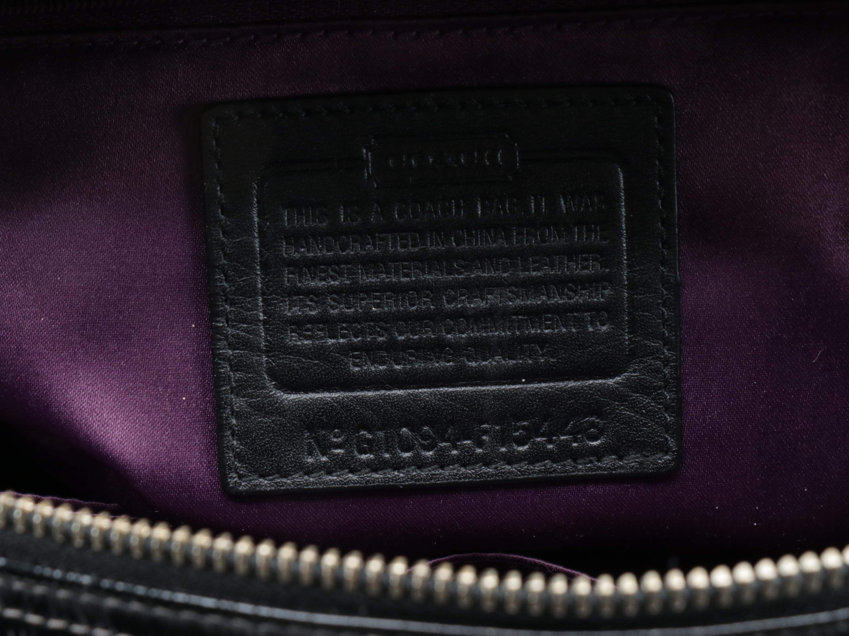 Coach Ashley Snaphead Print Sateen and Black Patent Leather Satchel