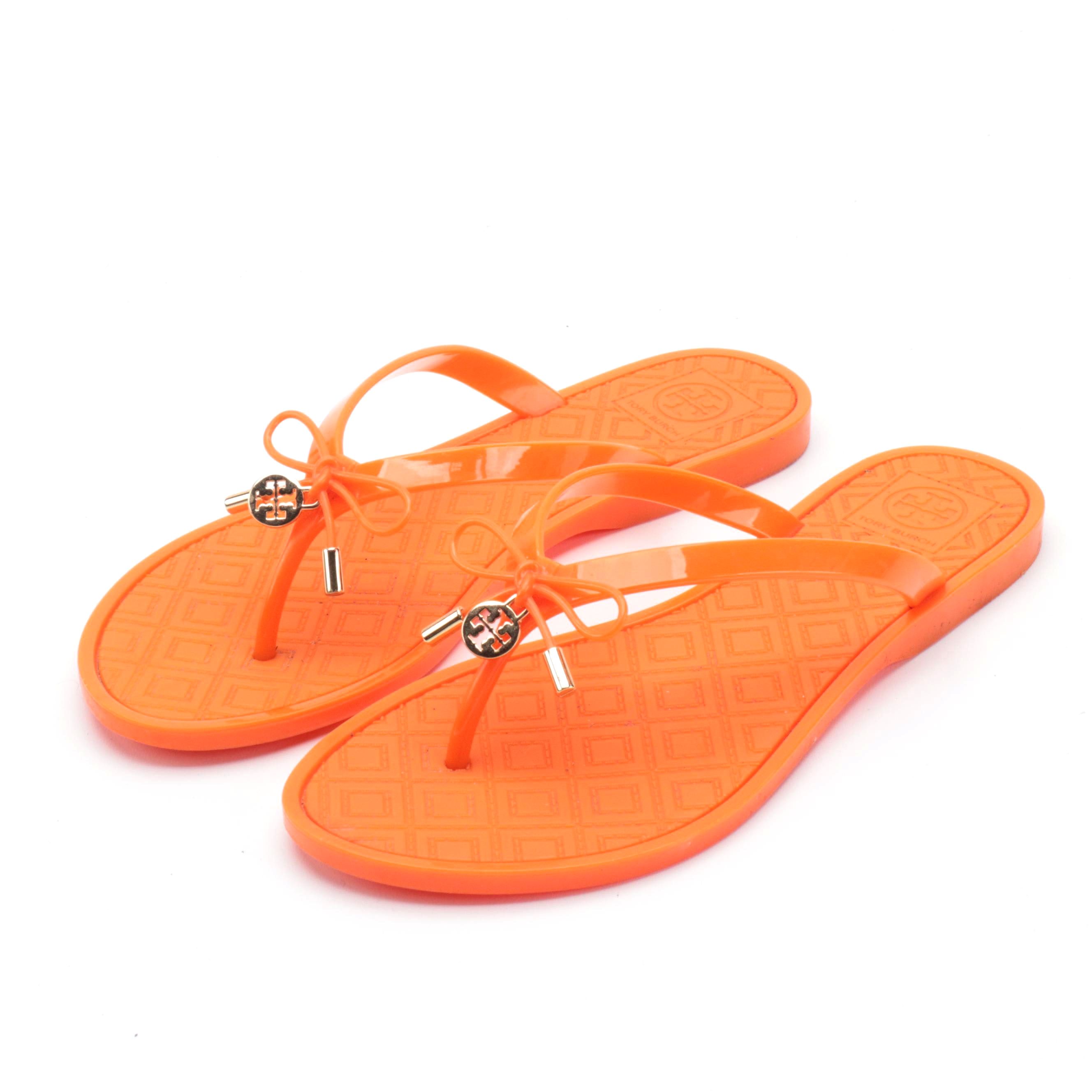 Tory Burch Jelly Bow Thong Sandal in Poppy Orange