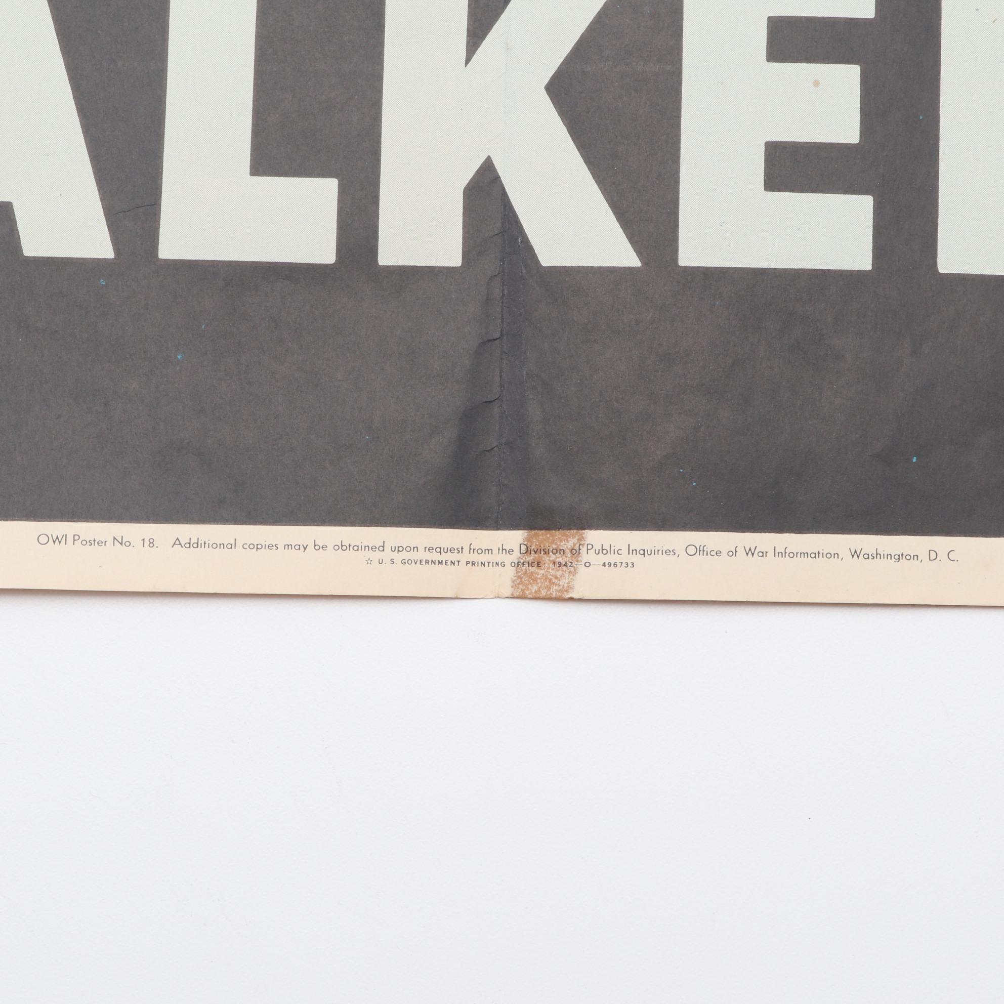 1942 WWII "Someone Talked!" Propaganda Poster by Siebel and Postcards