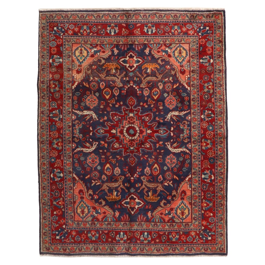 5'5 x 7'3 Hand-Knotted Persian Malayer Wool Area Rug