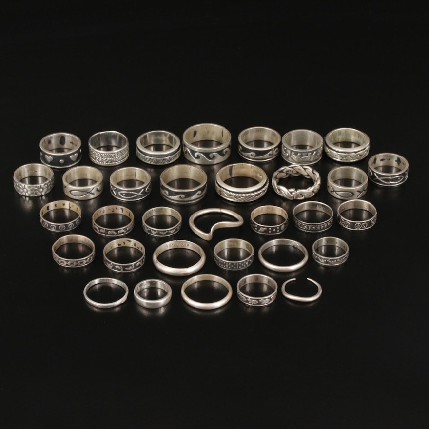 Sterling Silver Rings with Spinners and 800 Silver Toe Ring