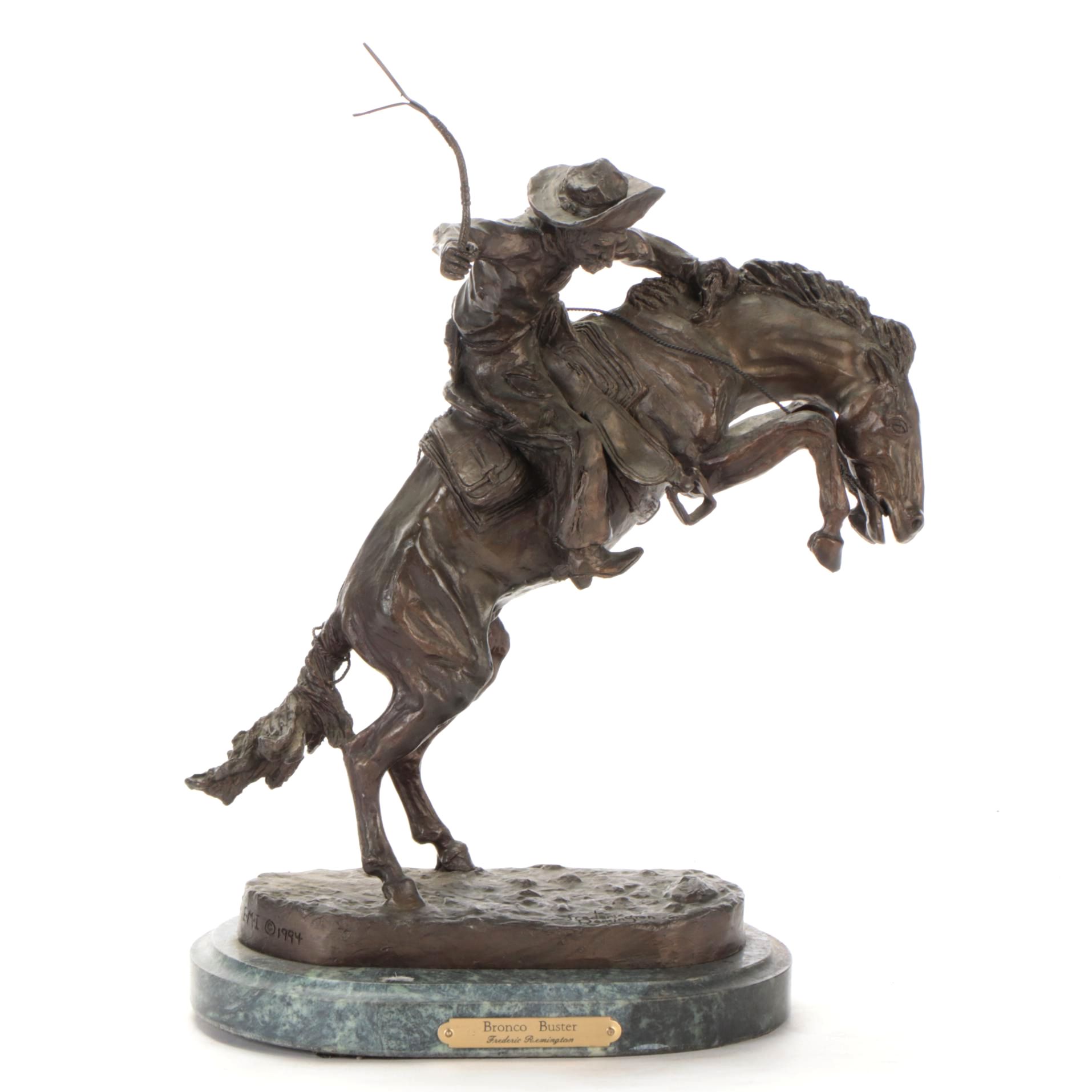 EMI Bronze Sculpture after Frederic Remington "Bronco Buster," 1994