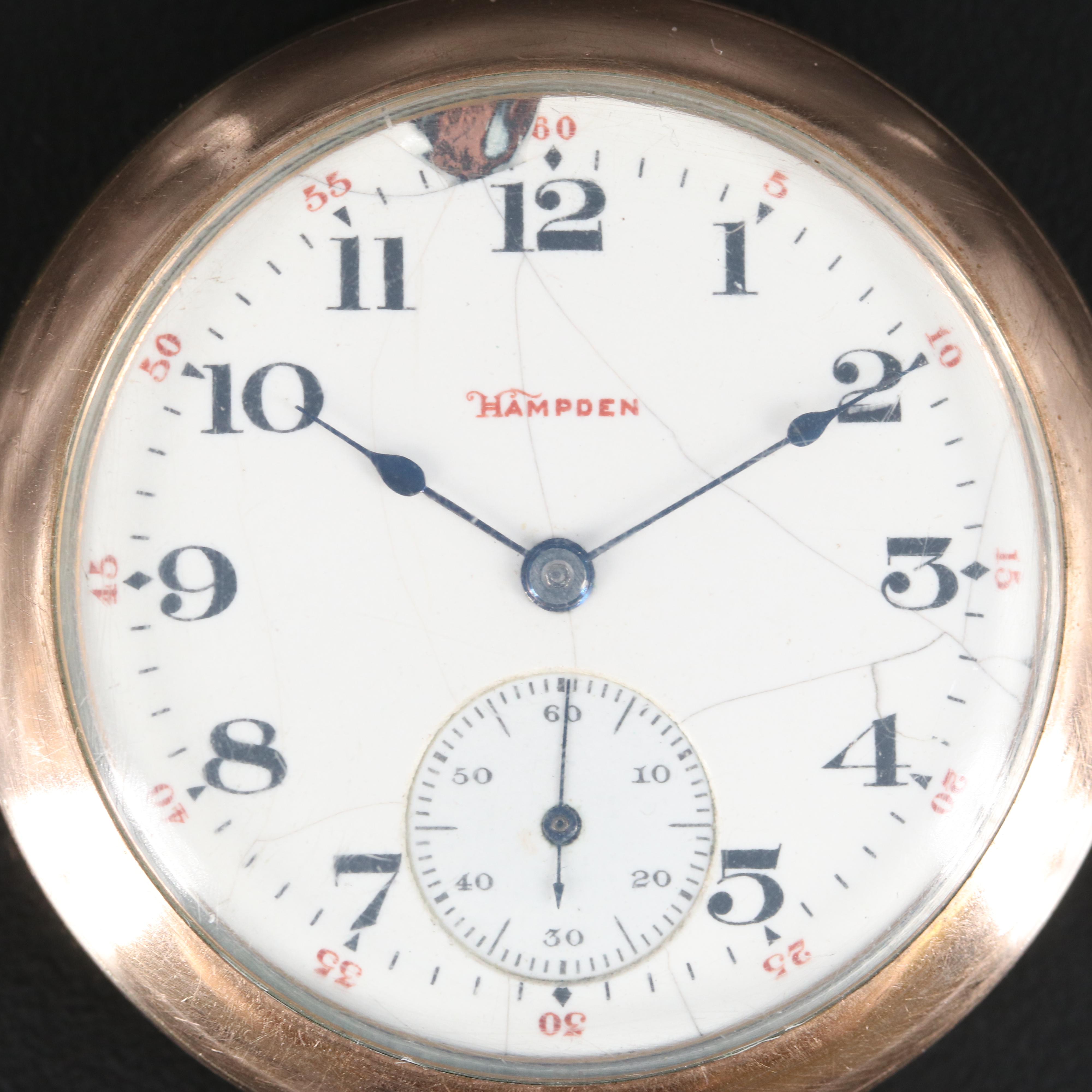 1906 Hampden Gold Filled Open Face Pocket Watch