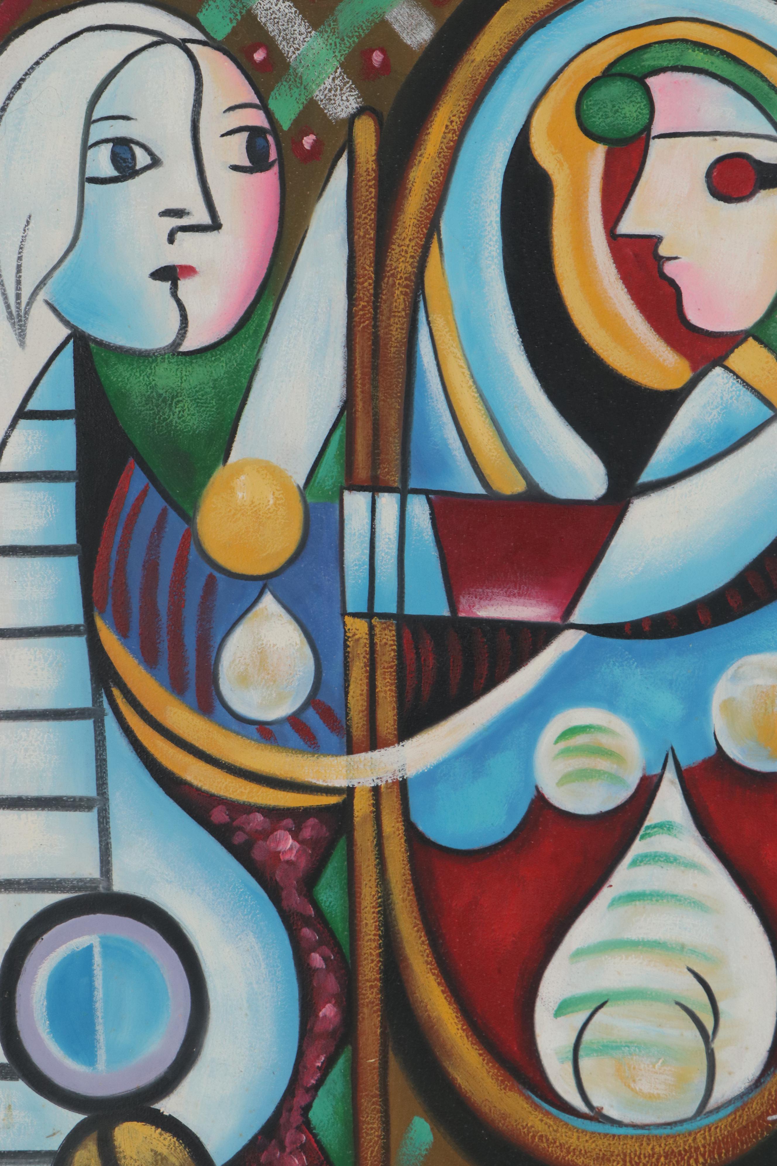 Oil Painting after Pablo Picasso "Girl Before a Mirror," Late 20th Century