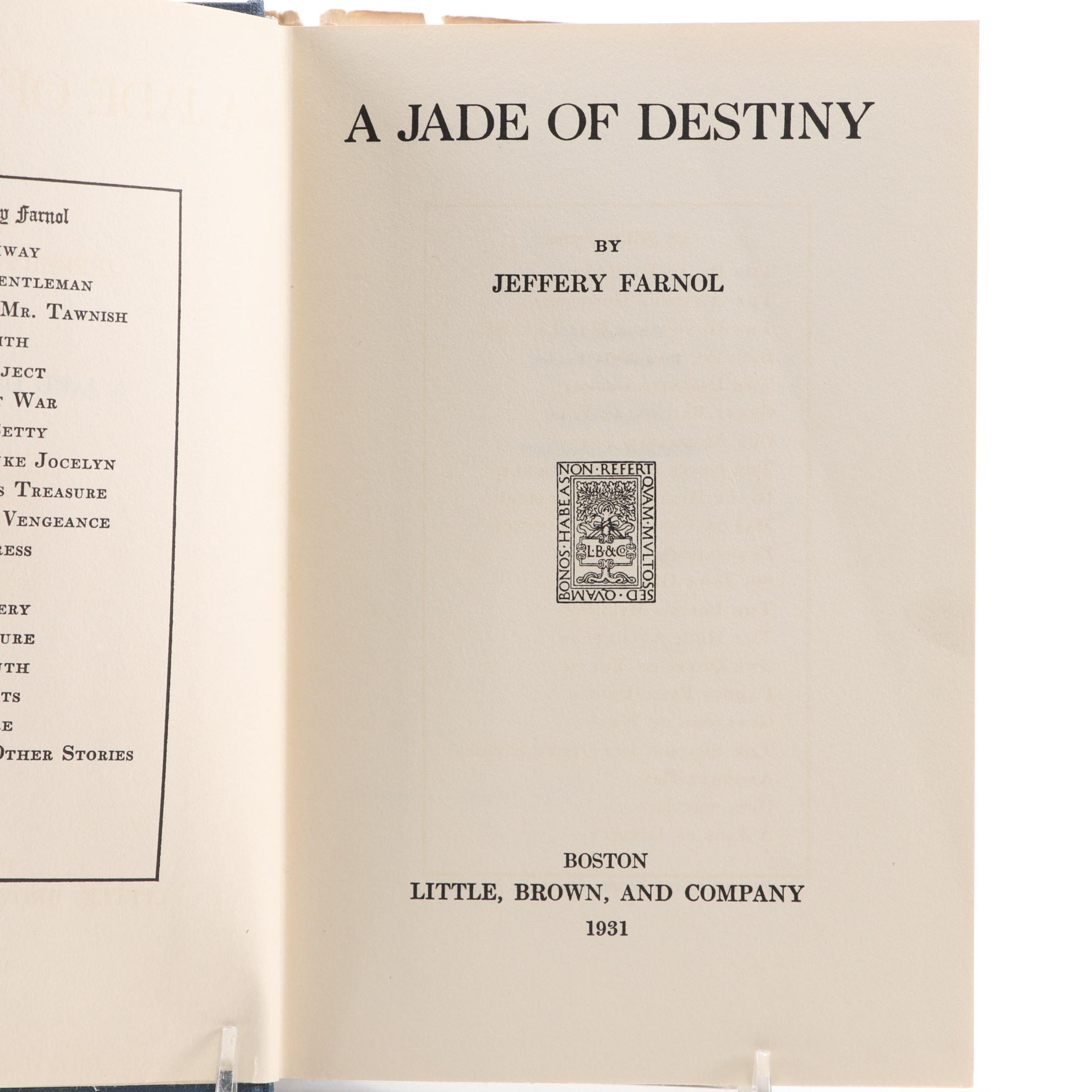 First American Edition Jeffery Farnol Novels