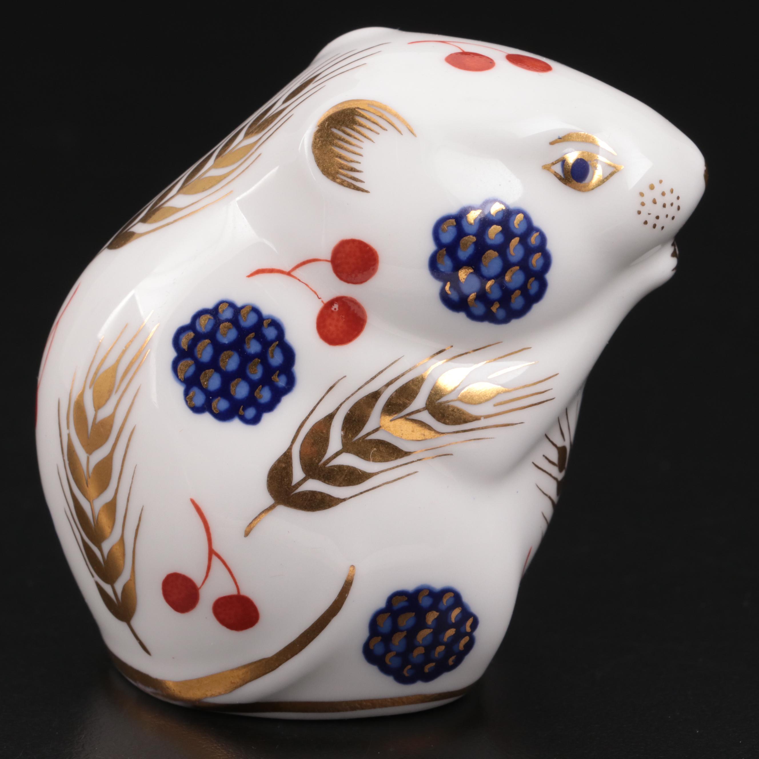 Royal Crown Derby "Imari Harvest Mouse" Bone China Paperweight