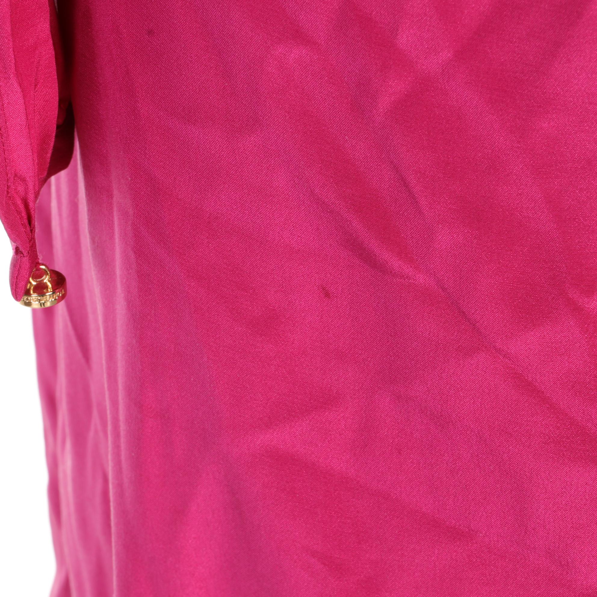 Tory Burch Fuchsia Kathy Dress with Tie Sash and Floral Overlay Knit Top