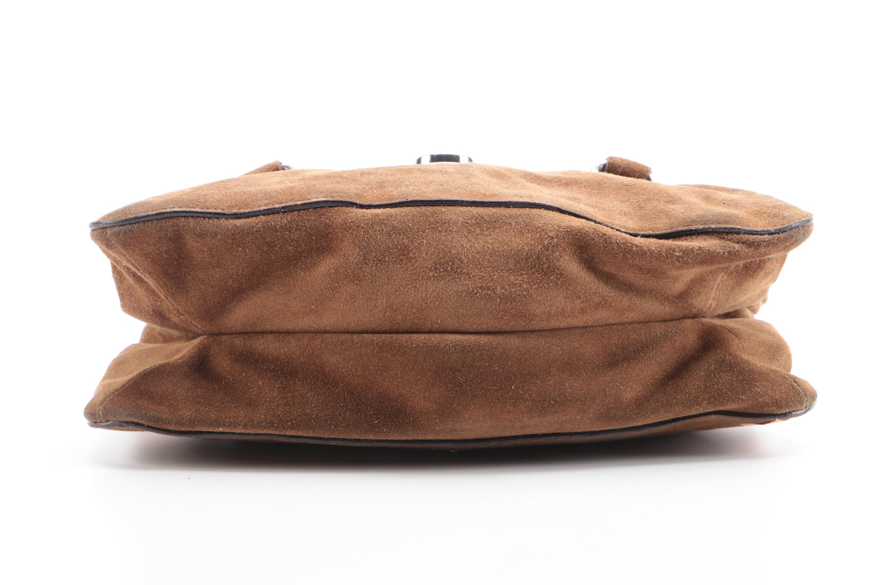 Prada Camoscio Easy Shoulder Bag in Brown Suede