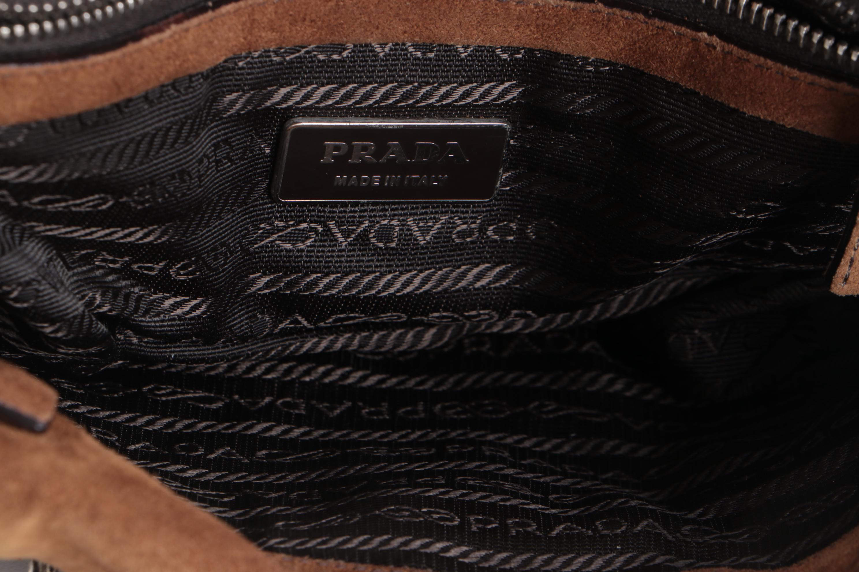 Prada Camoscio Easy Shoulder Bag in Brown Suede