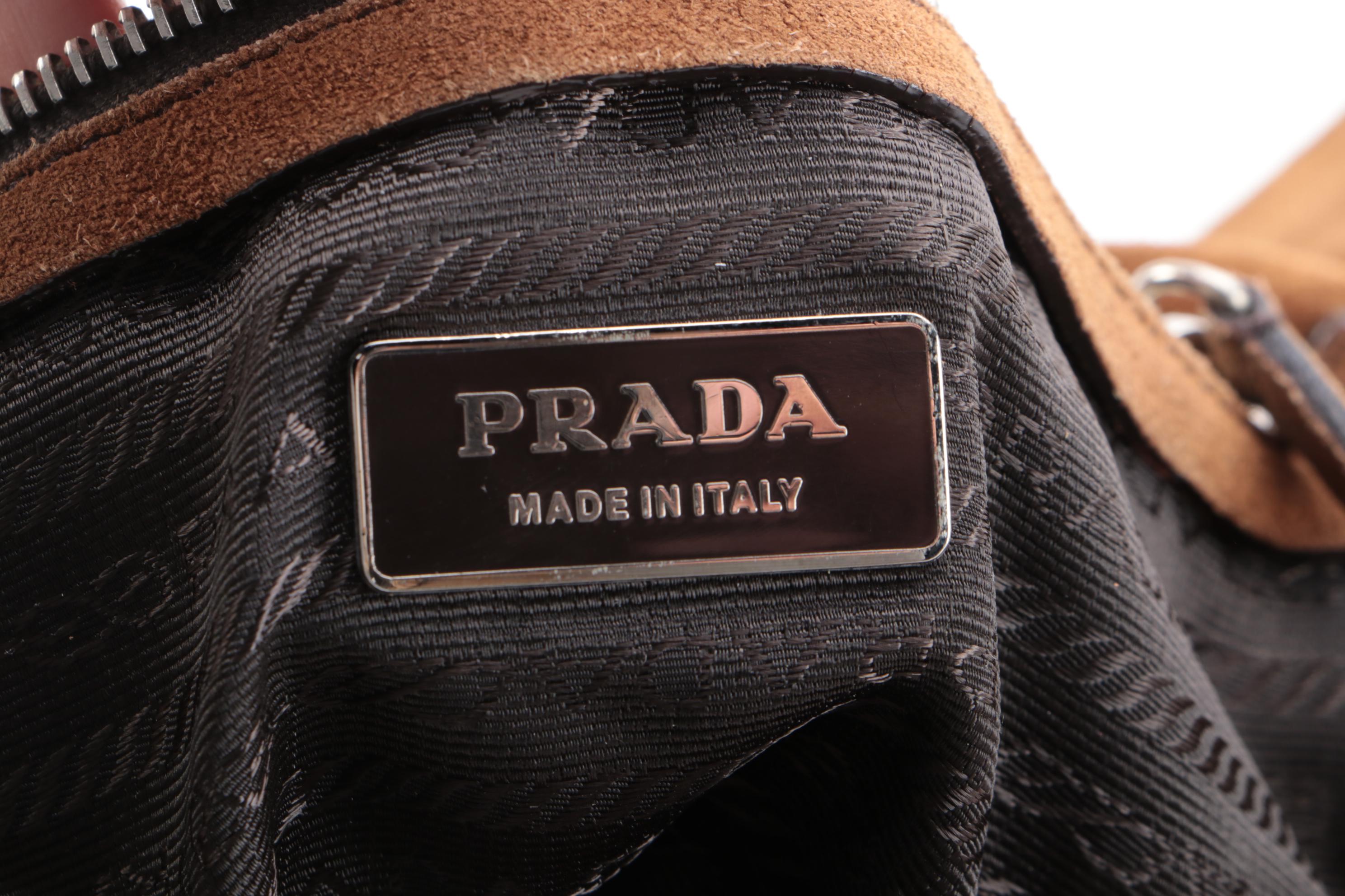 Prada Camoscio Easy Shoulder Bag in Brown Suede