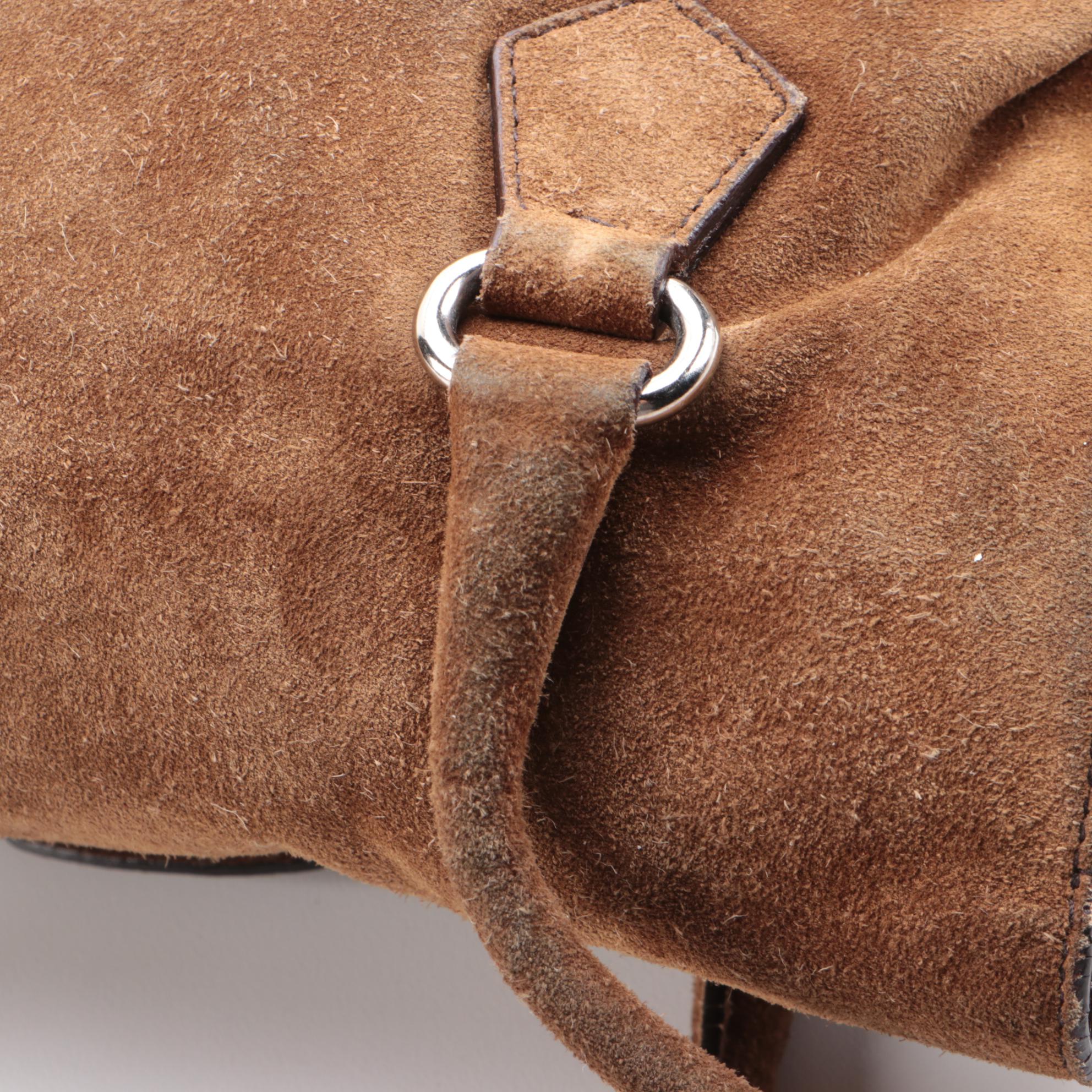 Prada Camoscio Easy Shoulder Bag in Brown Suede