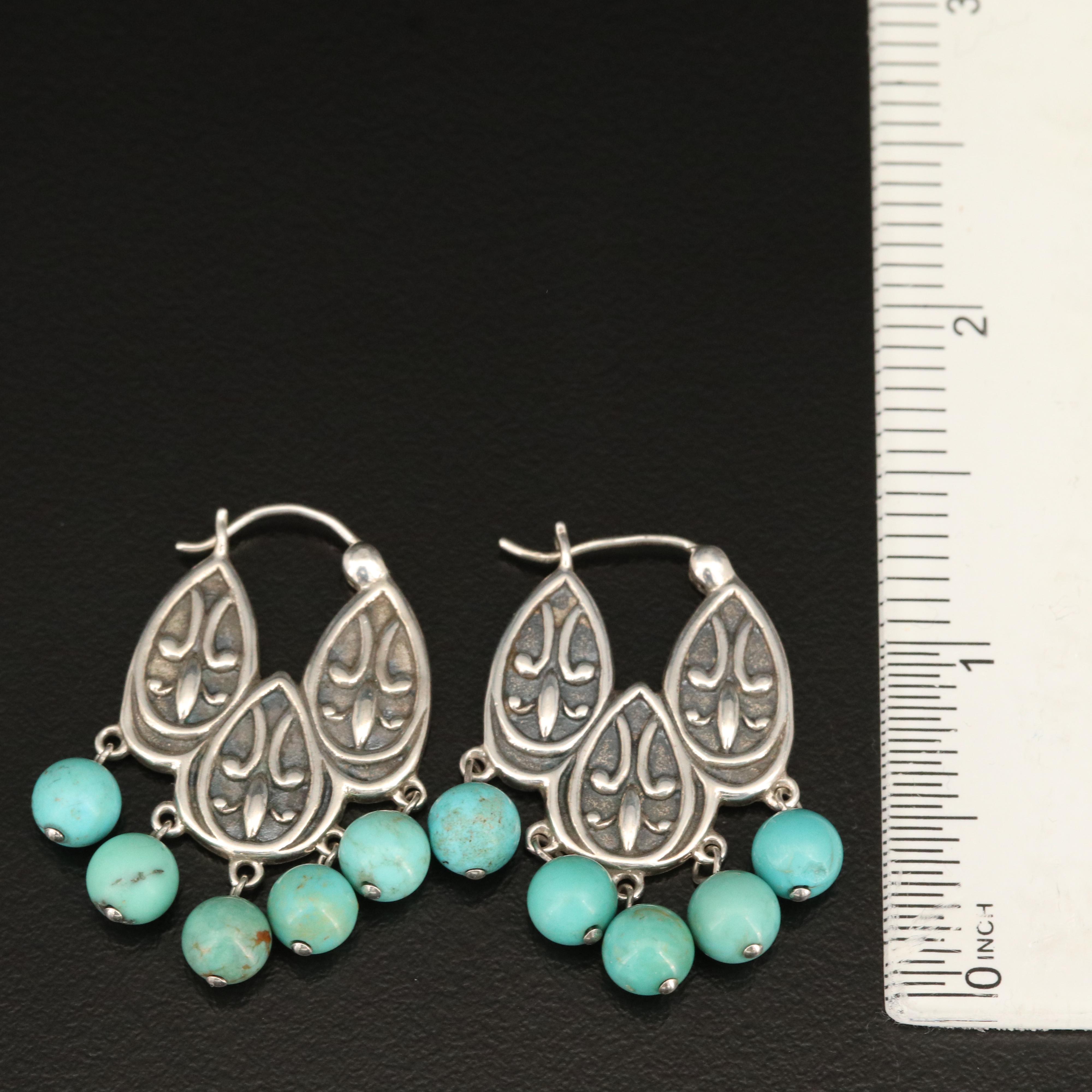 Sterling Silver Earrings Including Turquoise, Pearls and Jasper