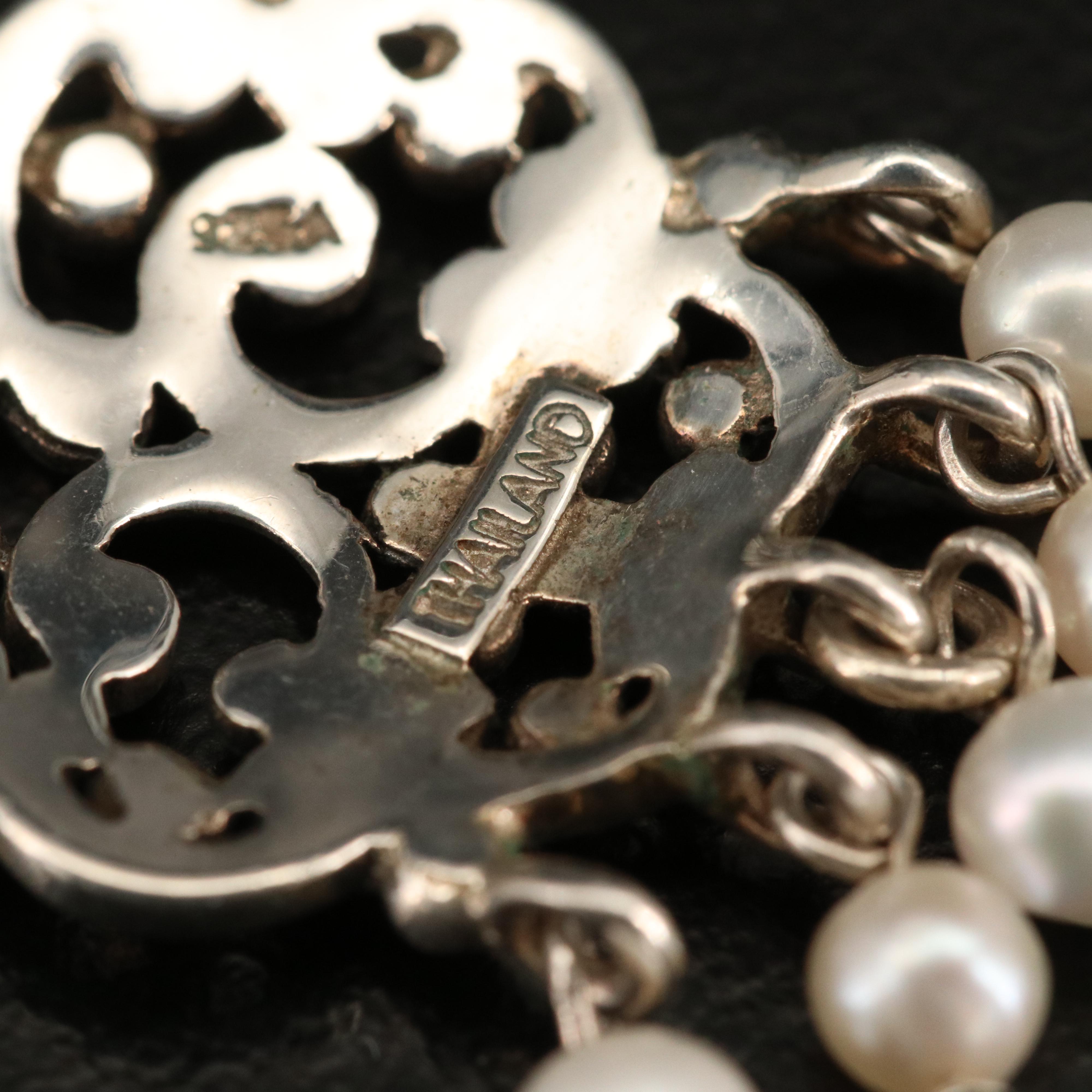 Sterling Silver Earrings Including Turquoise, Pearls and Jasper