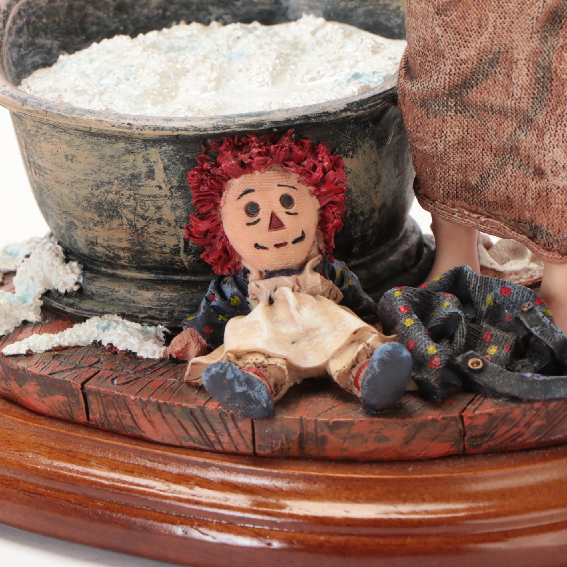 Enesco and Other Raggedy Ann & Andy Figurines with Display Shelves