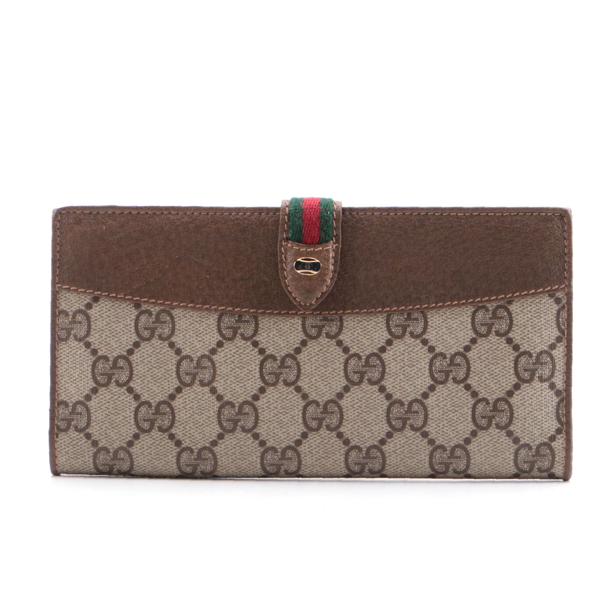 Gucci Accessory Collection GG Supreme Canvas and Leather Wallet