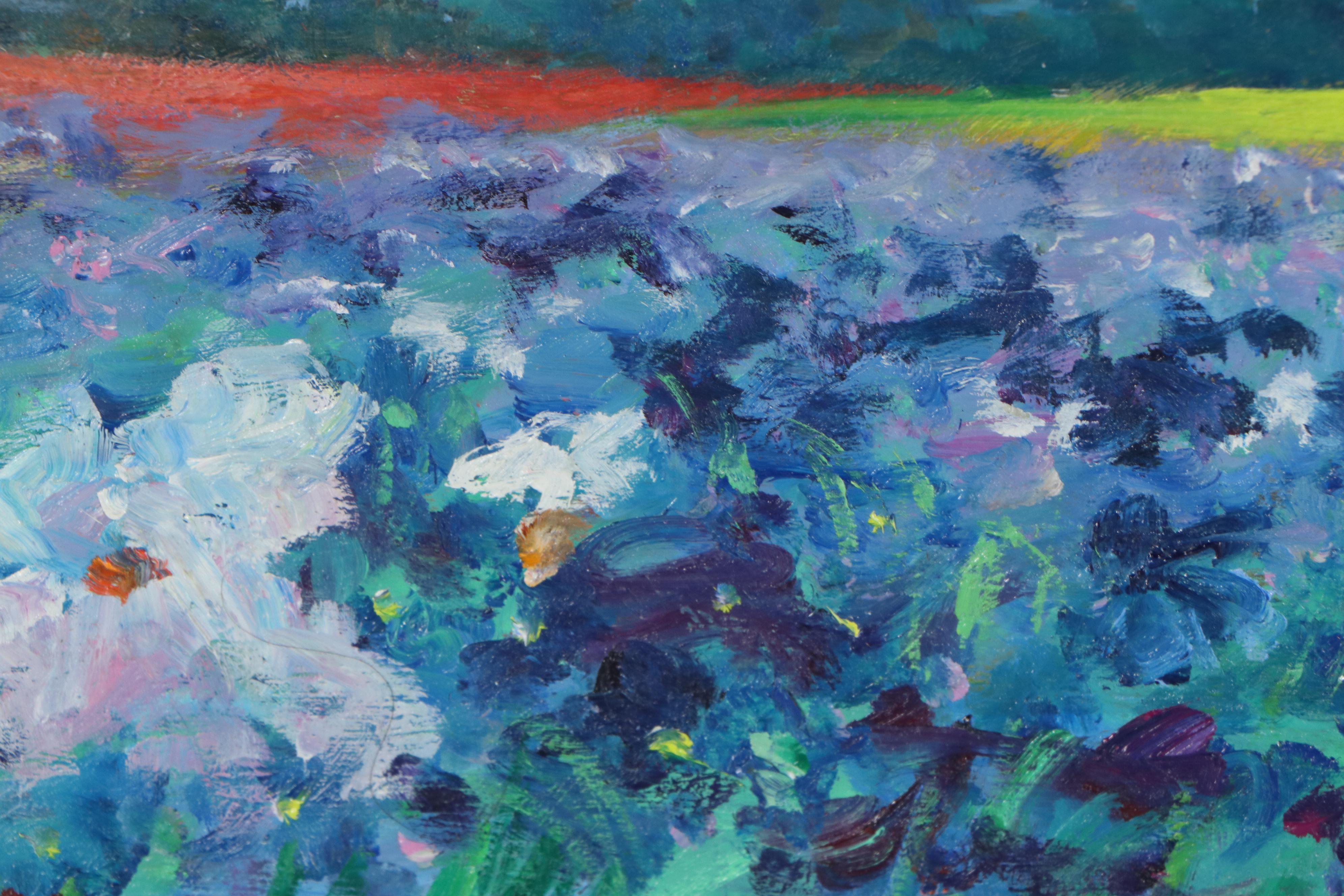 Nino Pippa Oil Painting "In Van Gogh's Footsteps - Rhone Valley Irises Field"