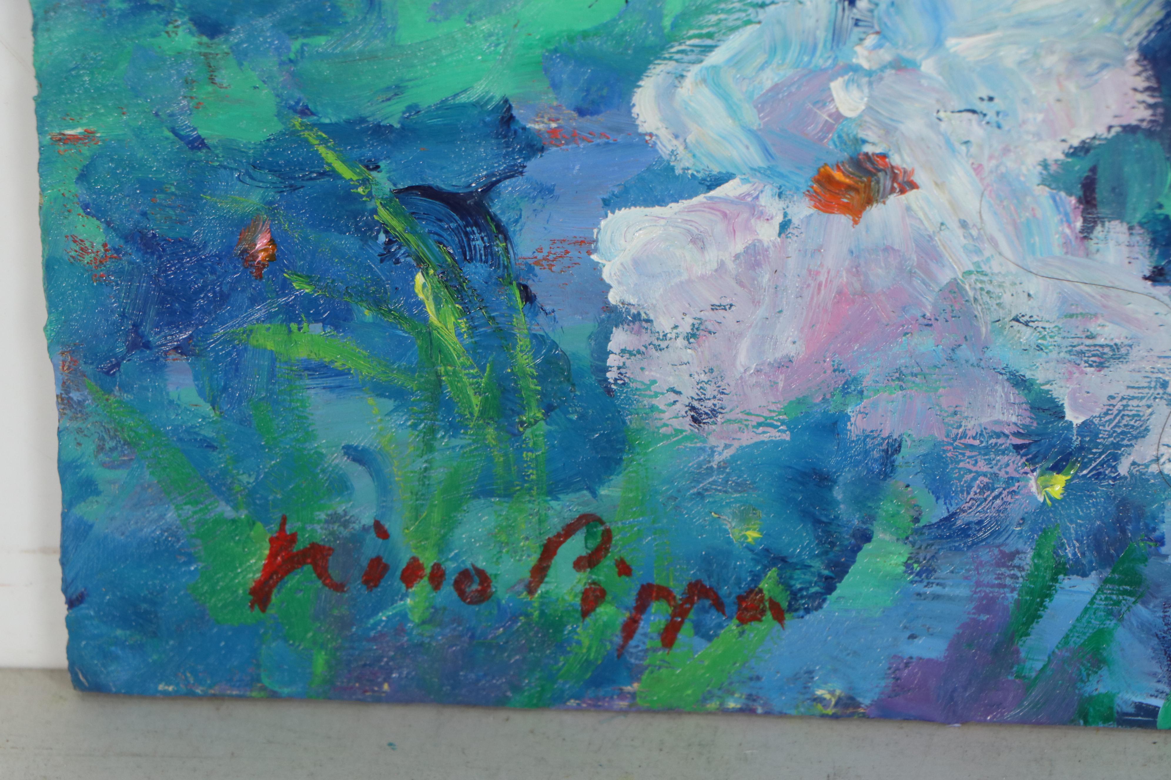 Nino Pippa Oil Painting "In Van Gogh's Footsteps - Rhone Valley Irises Field"