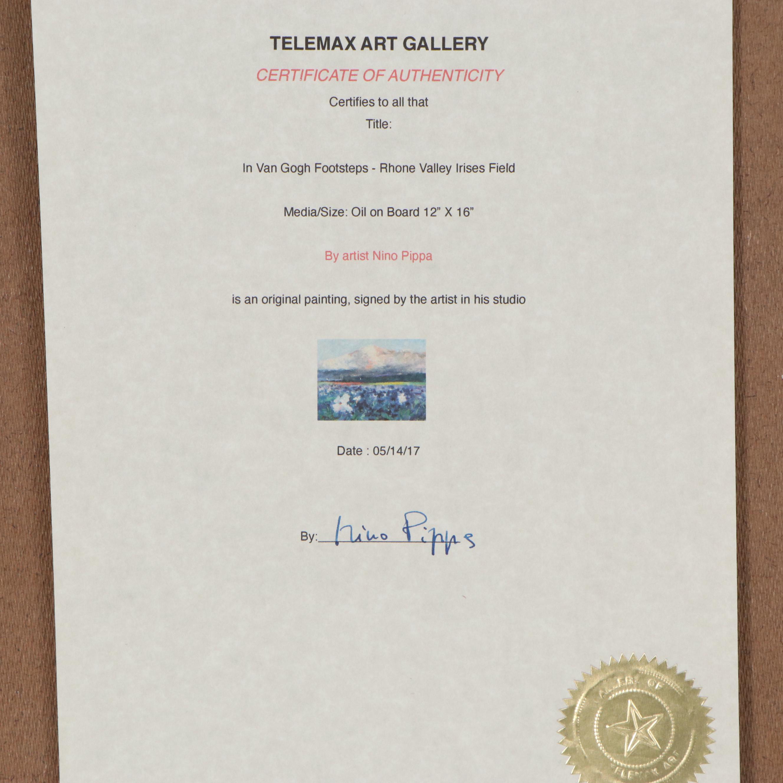 Nino Pippa Oil Painting "In Van Gogh's Footsteps - Rhone Valley Irises Field"