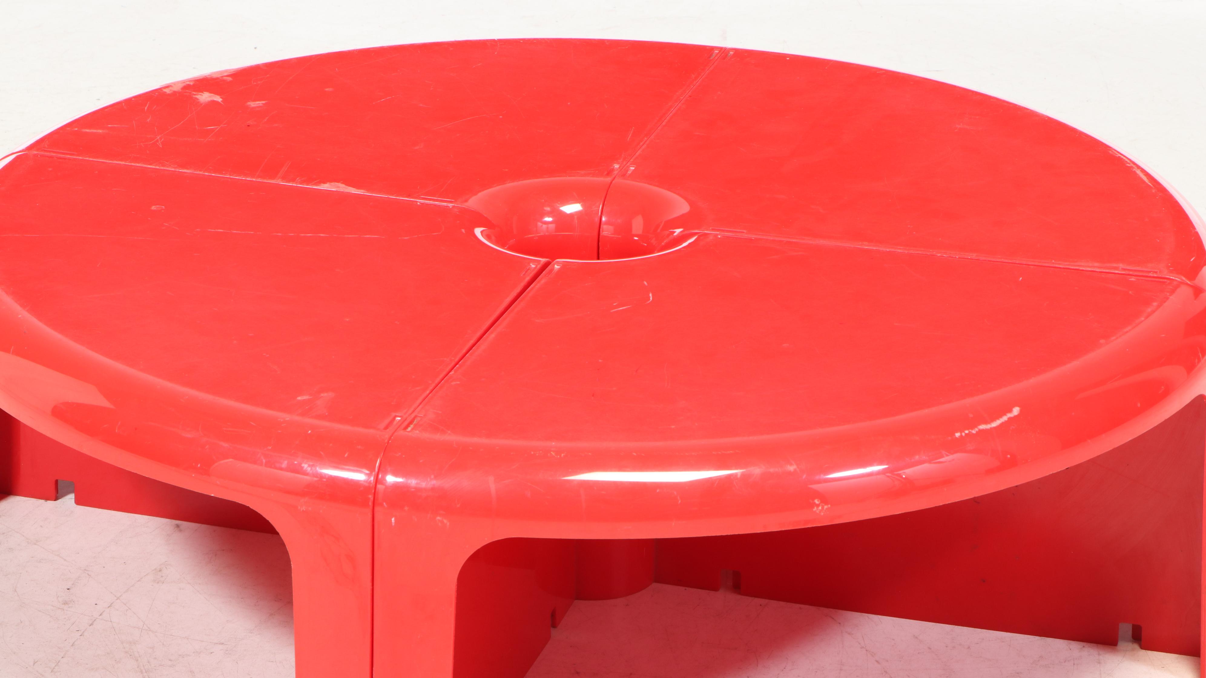 Modernist Red Acrylic Modular Low Profile Coffee Table