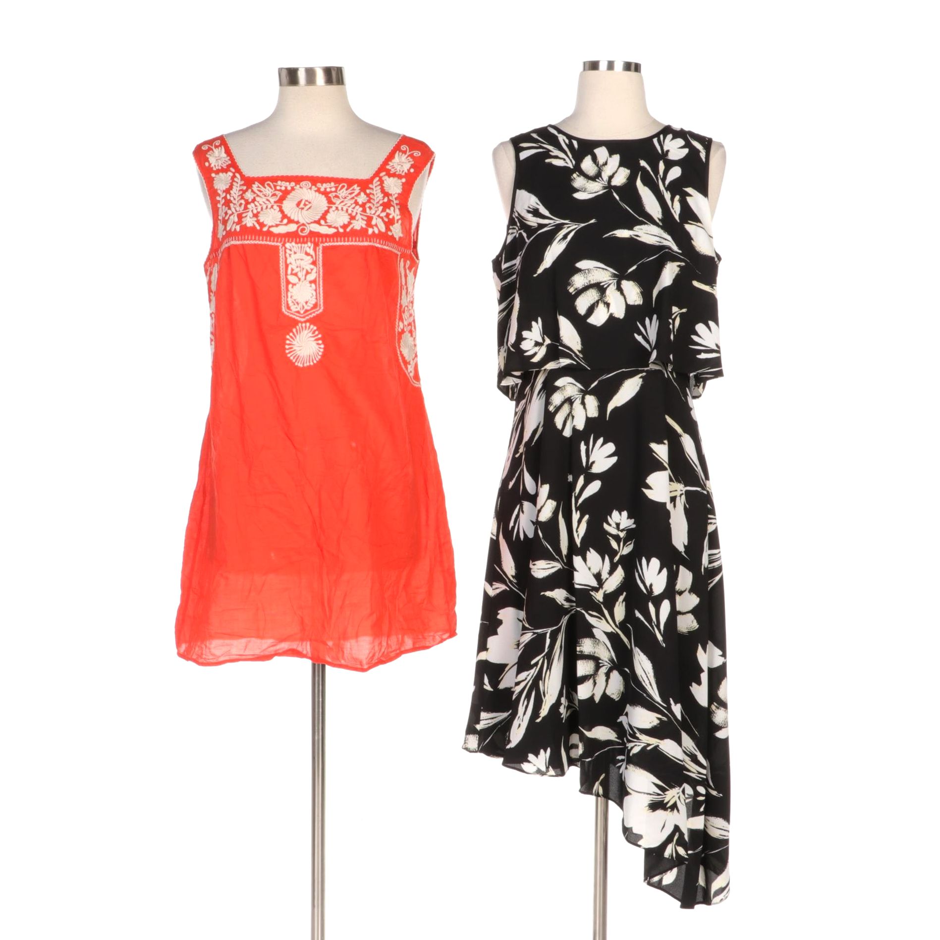 Donna Karan Floral Print and Tory Burch Embroidered Sleeveless Dresses