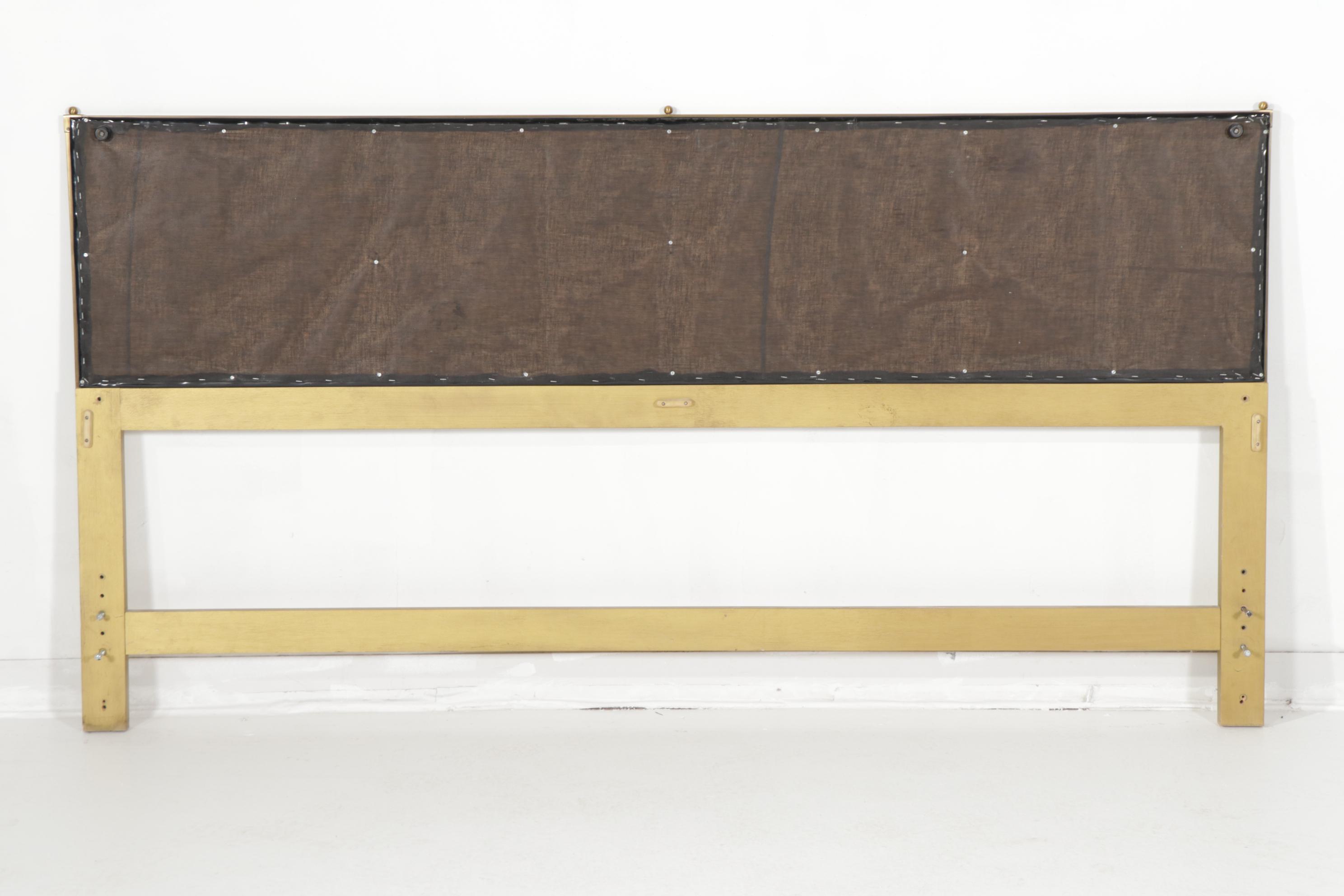 Hollywood Regency Style Metal and Patent Leather King Size Headboard