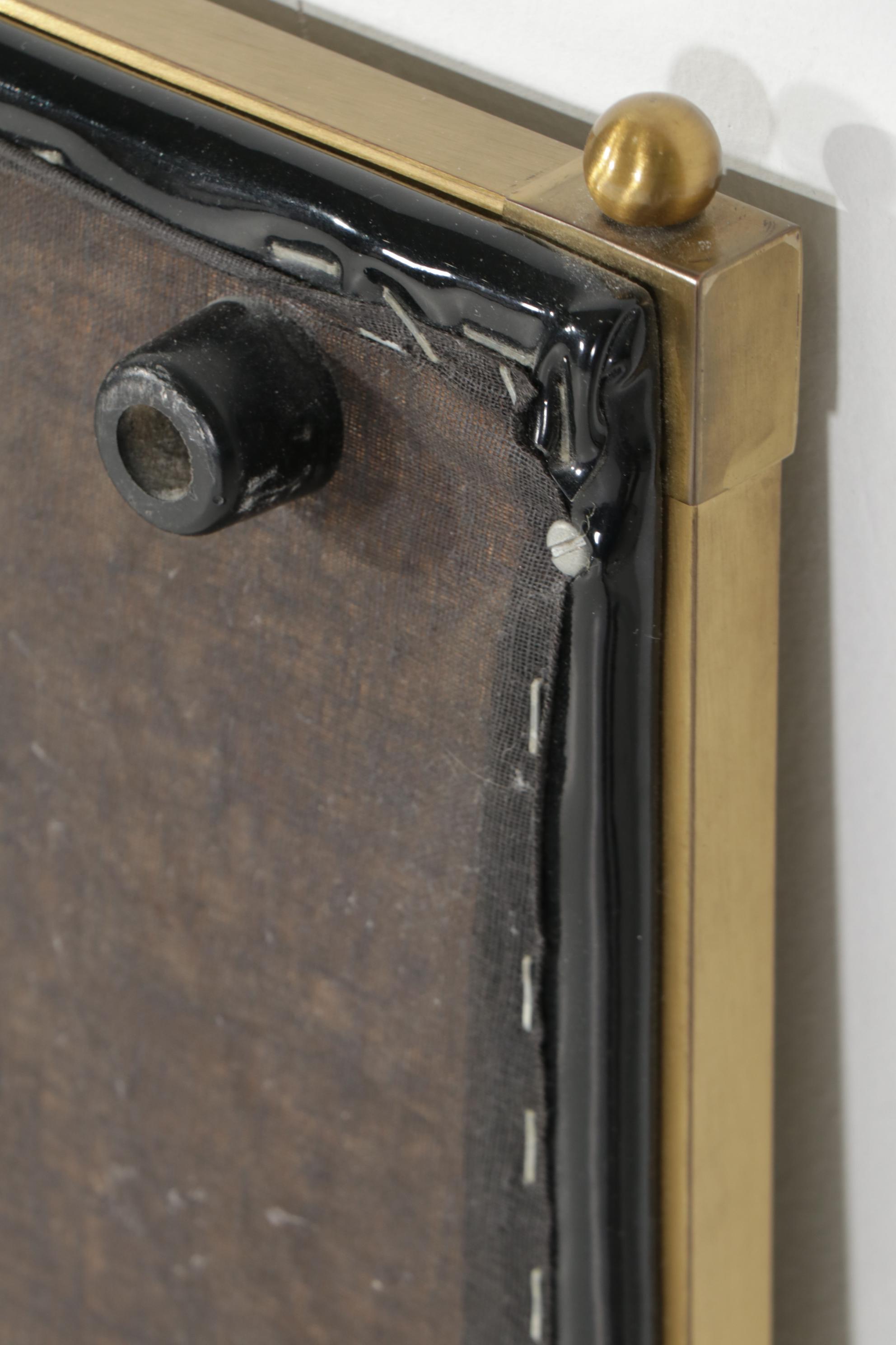 Hollywood Regency Style Metal and Patent Leather King Size Headboard