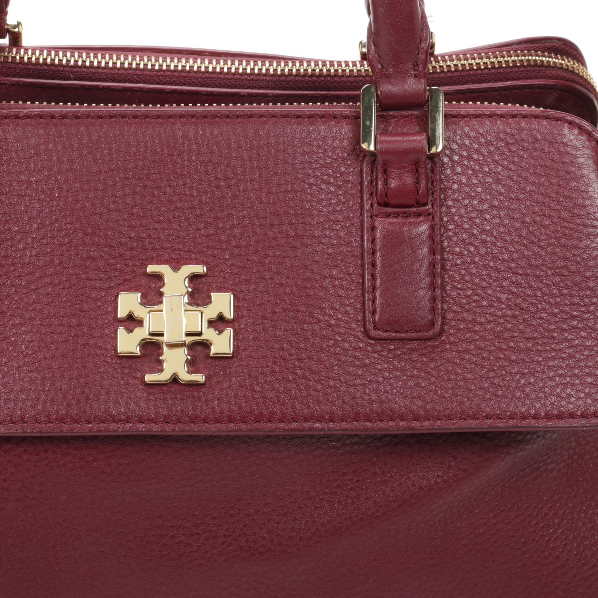 Tory Burch Two-Way Satchel in Burgundy Grained Leather